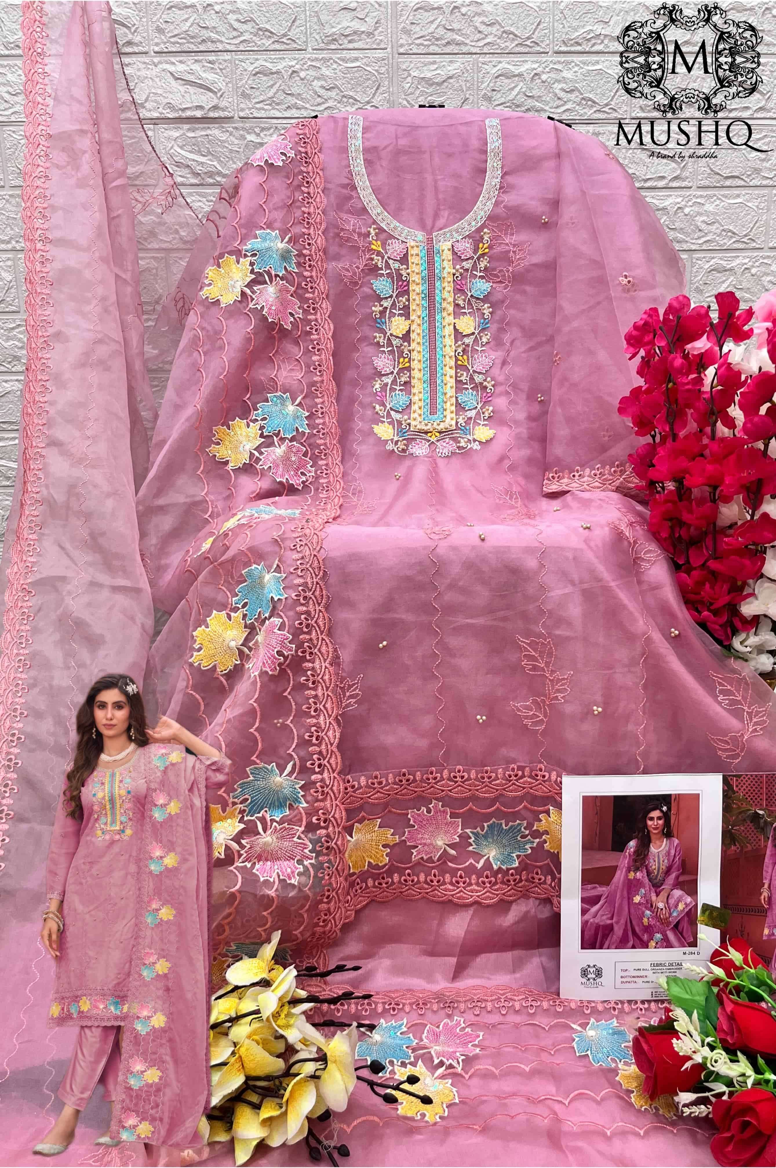 Mushq M 284 Colors Fancy New Designer Style Pakistani Salwar Suit Online view 6