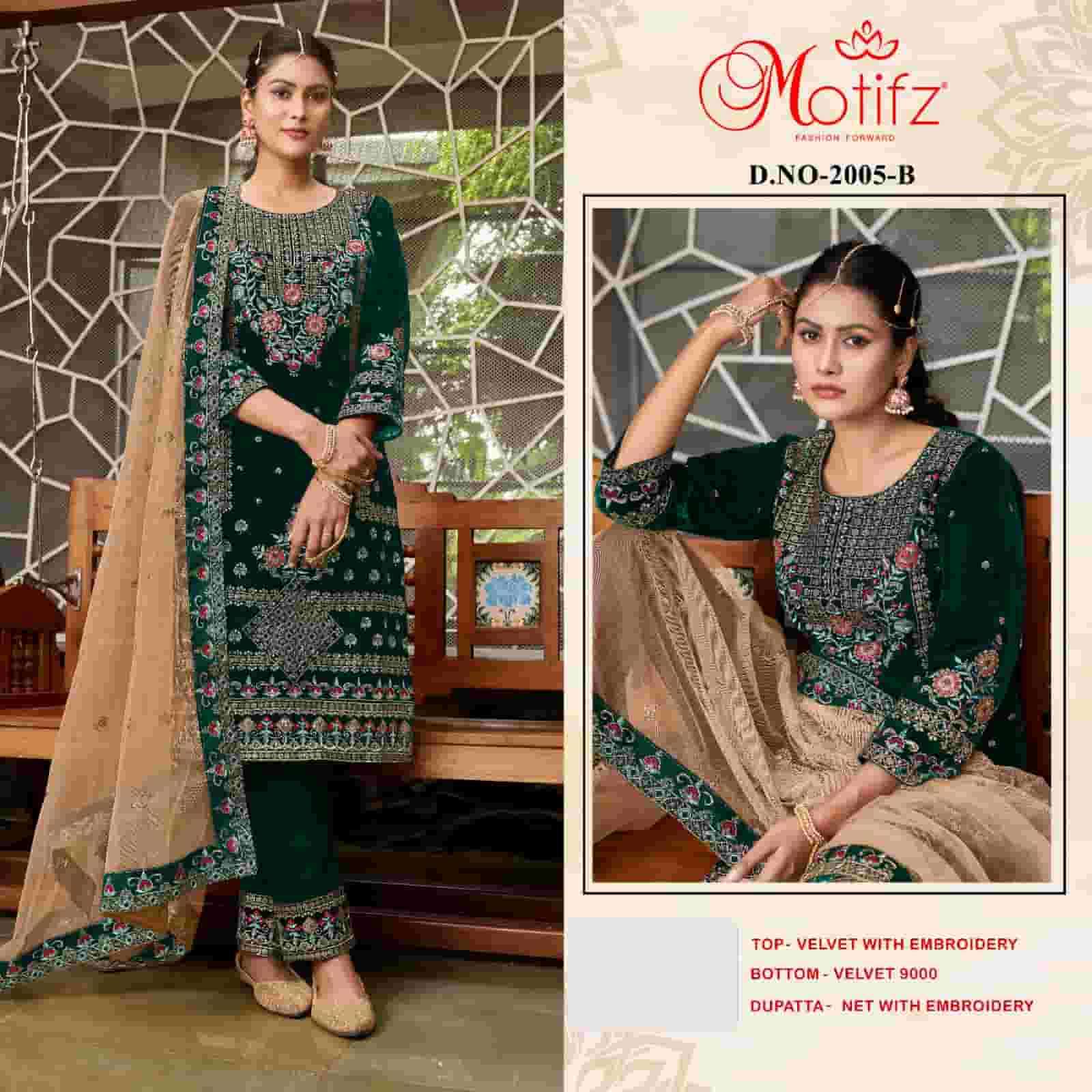 Motifz 2005 Colors Pakistani Latest Designer Festive Collection Velvet Dress Exporters view 2