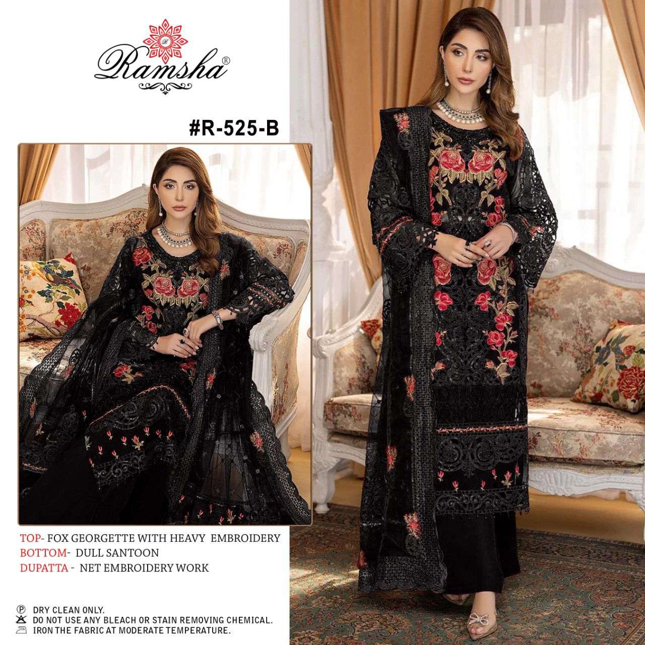 Ramsha R 525 Colors Multi Embroidery Work Georgette Pakistani Suit view 2
