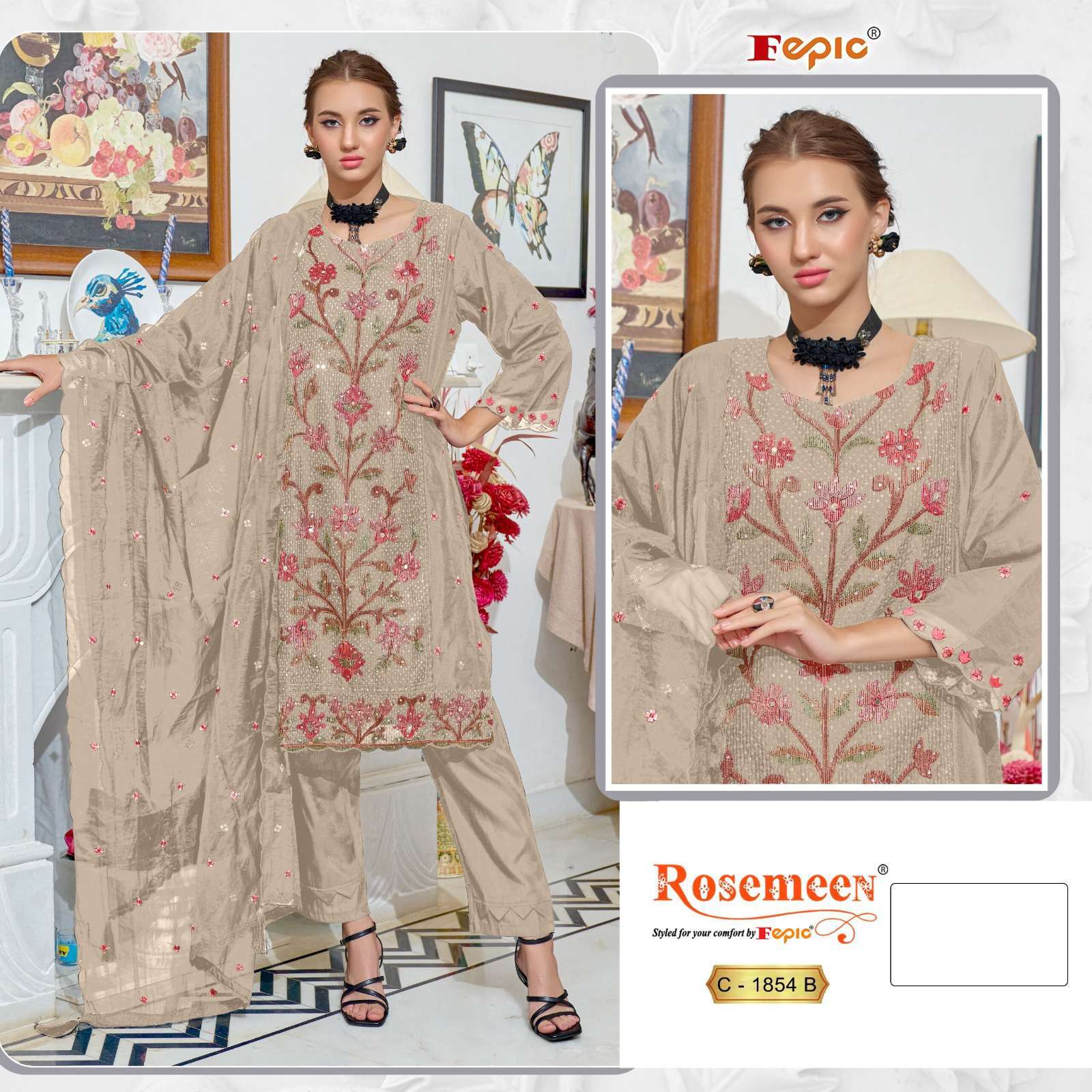 Fepic C 1854 Colors Organza Pakistani Dress view 4
