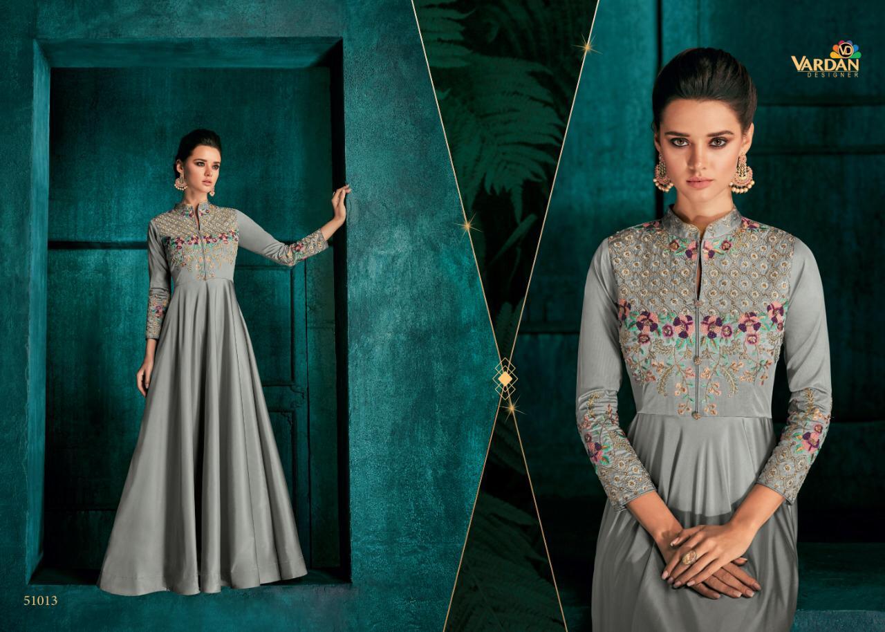 Vardan designer Rozi vol 1 Silk partywear Gown Collection view 9