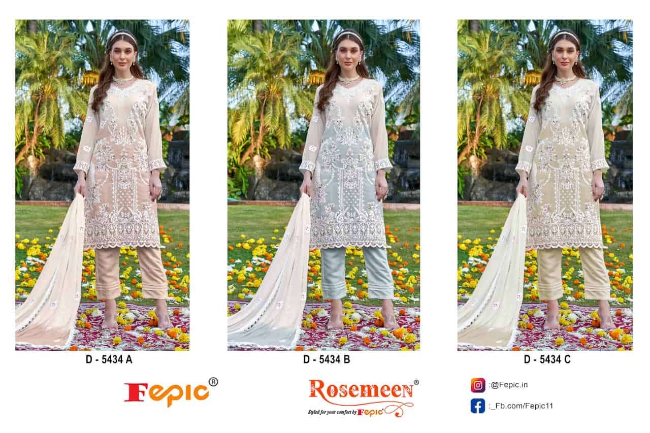 Fepic C 5434 Colors Latest Style Pakistani Embroidered Suit Wholesalers view 4