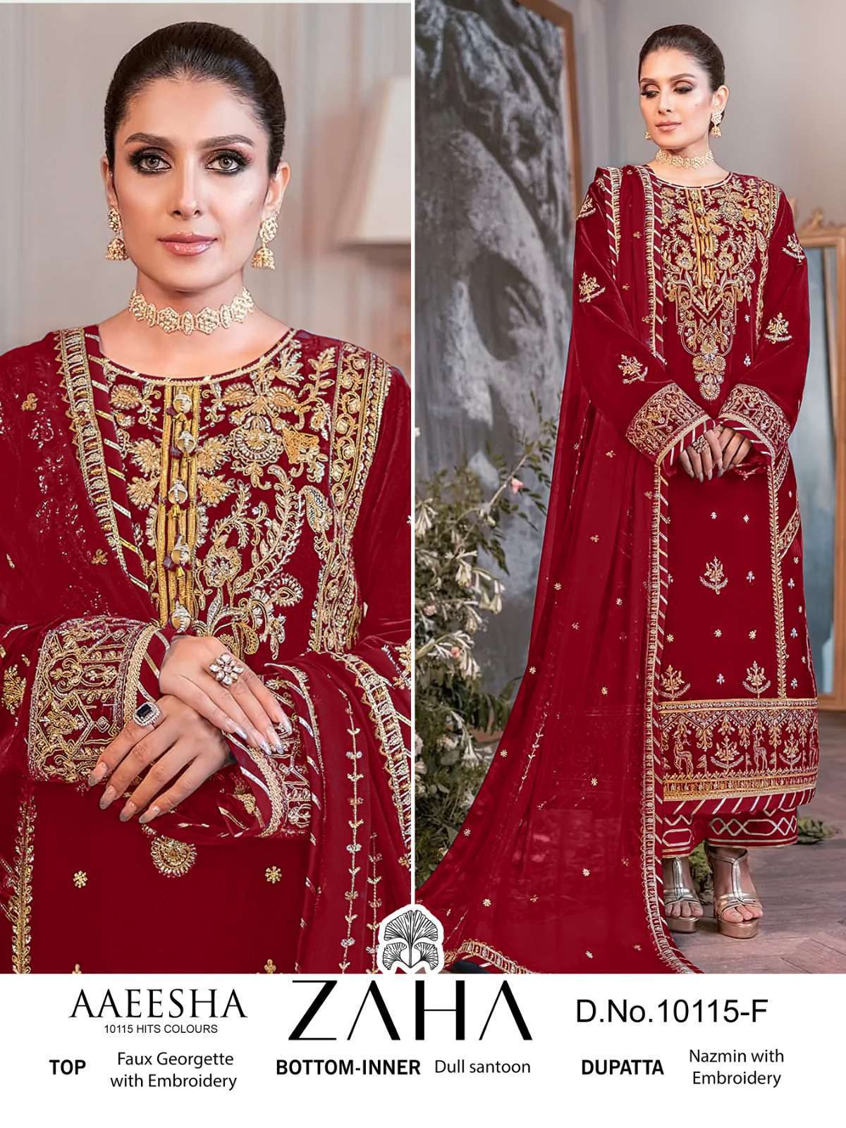 Zaha Aaeesha 10115 Heavy Designer Pakistani Dress view 4