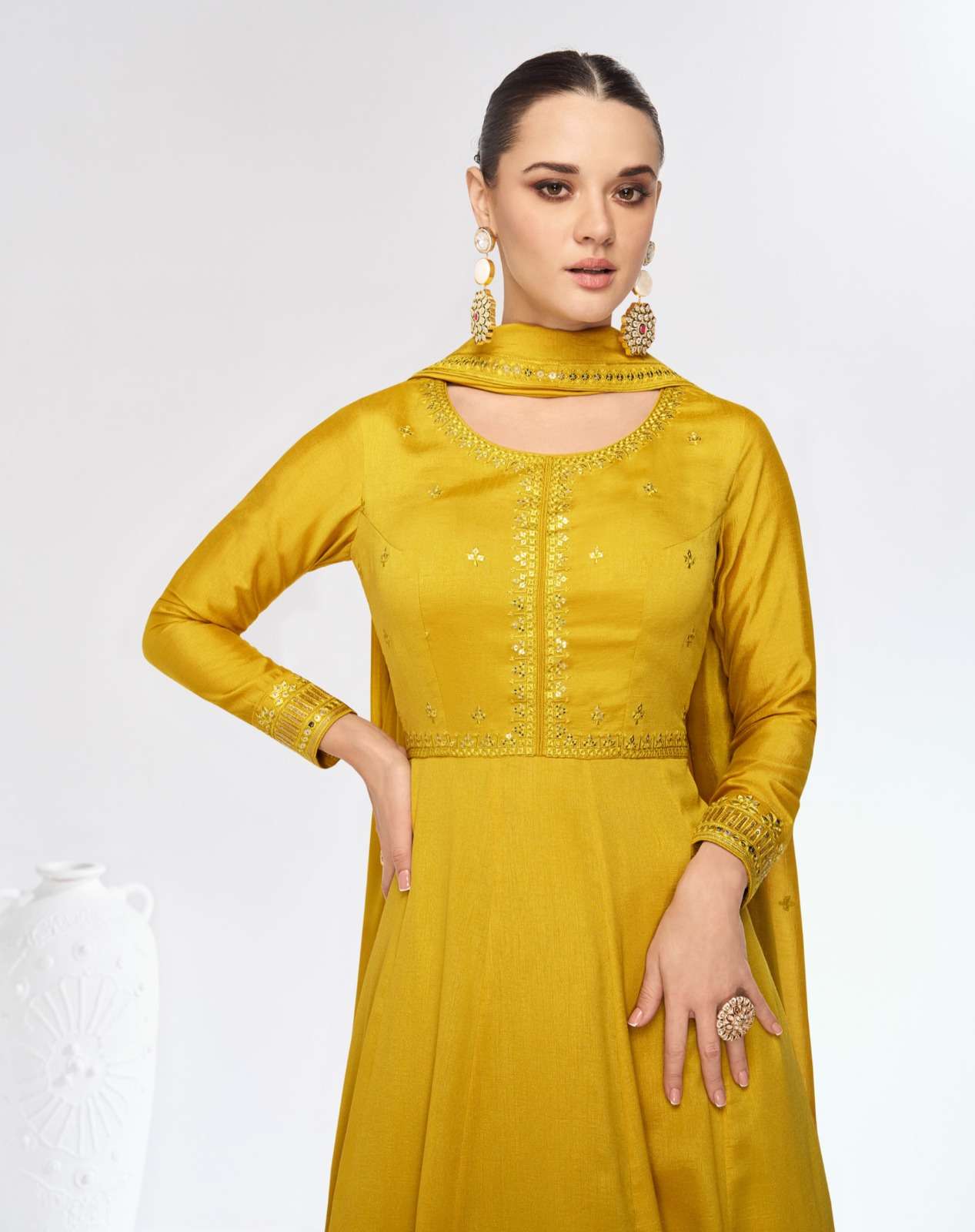 Aashirwad Marigold 9978 And 9979 Partywear Designer Gown Catalog Exporters view 5