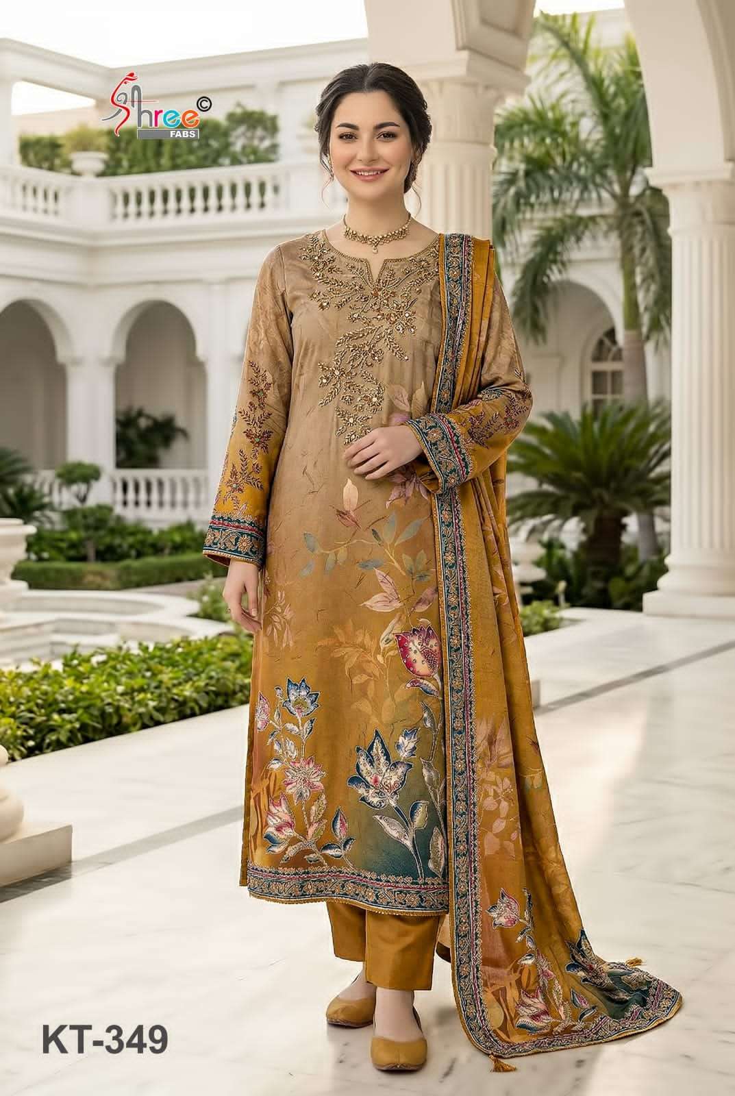 Fancy Muslin Pakistani Salwar Suit - KT 349 view 5