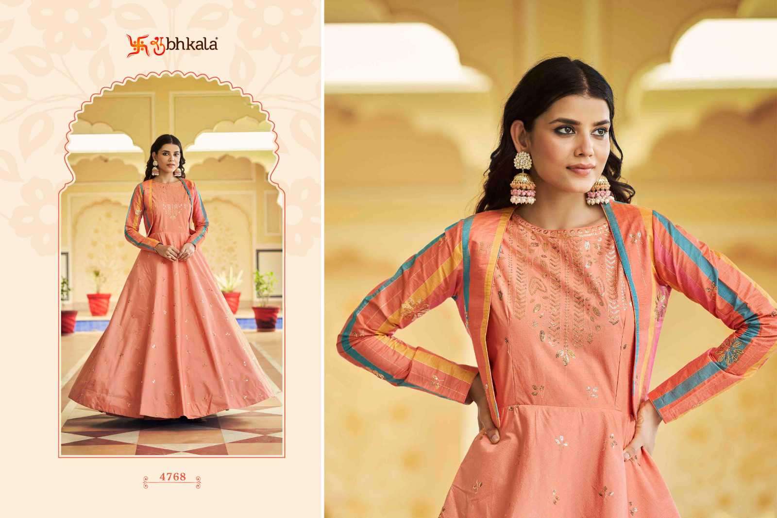 Shubhkala Flory Sequined Anarkali Gown view 17