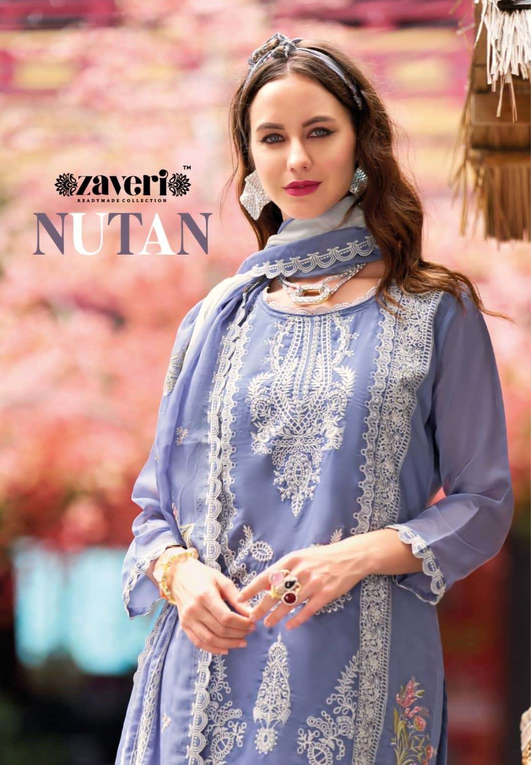 Zaveri Nutan Fancy Organza Suit Readymade Collection view 5