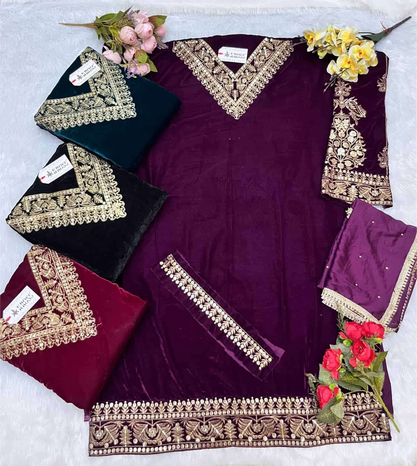 Kross Kulture KK 056 Velvet Pakistani Suit view 8