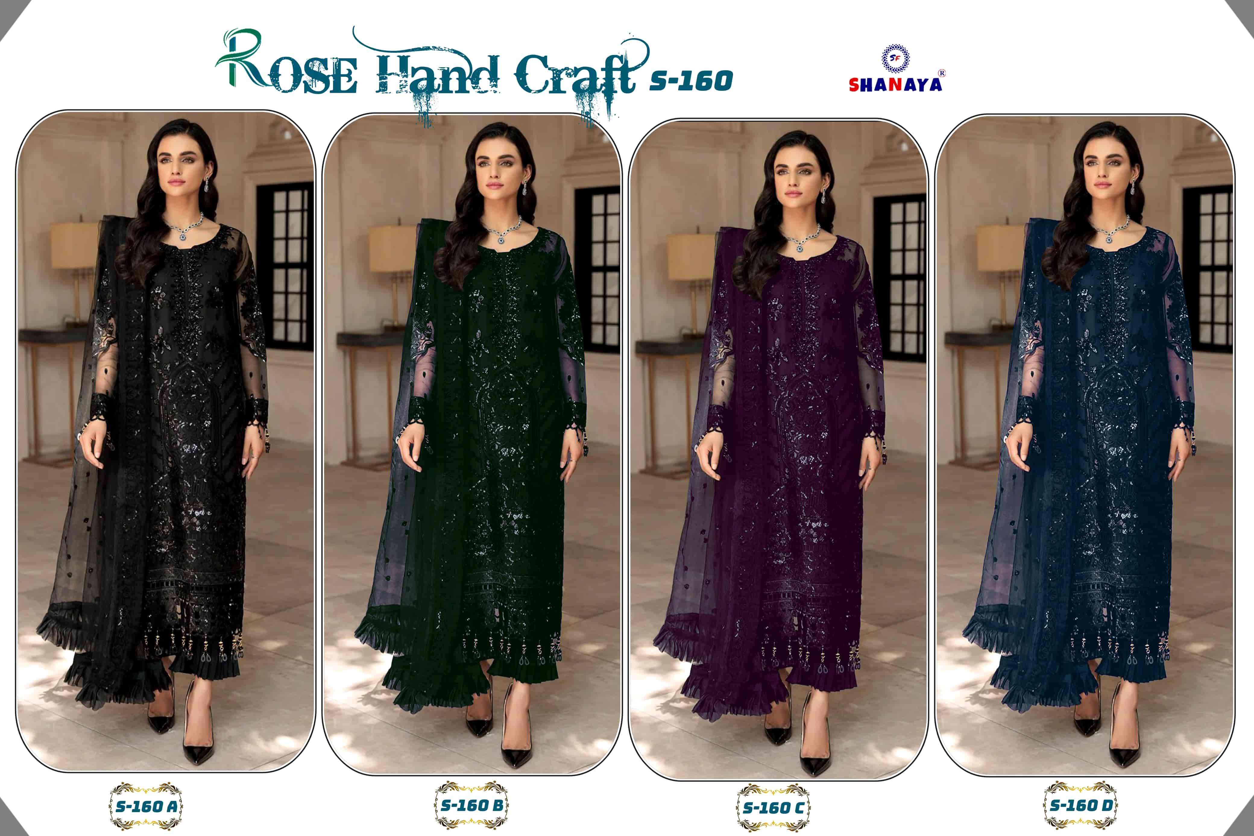 Shanaya Rose Hand Craft S 160 Colors Pakistani Party Wear Style Designer Suit Wholesalers view 4