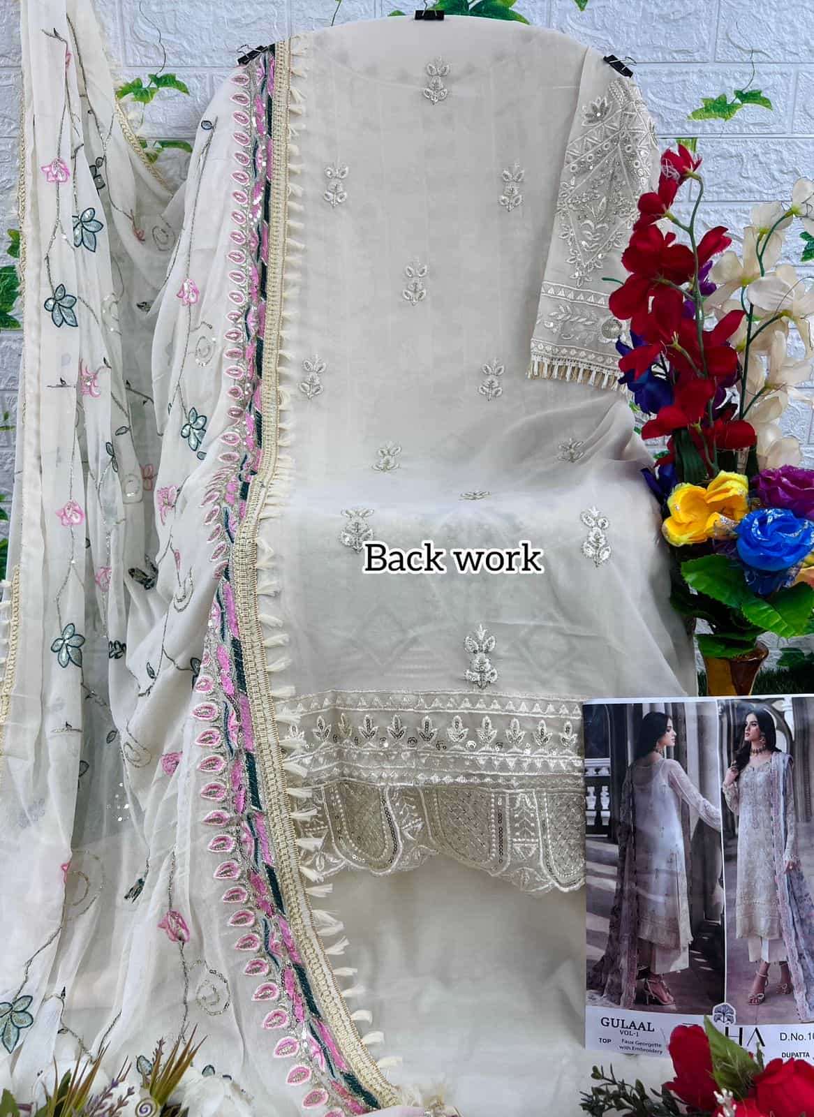 Zaha 10145 Heavy Embroidered Pakistani Suit view 3