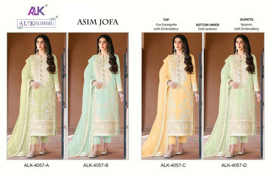 Al Khushbu Asim Jofa 4057 Colors Straight Style Pakistani Designer Suit view 5
