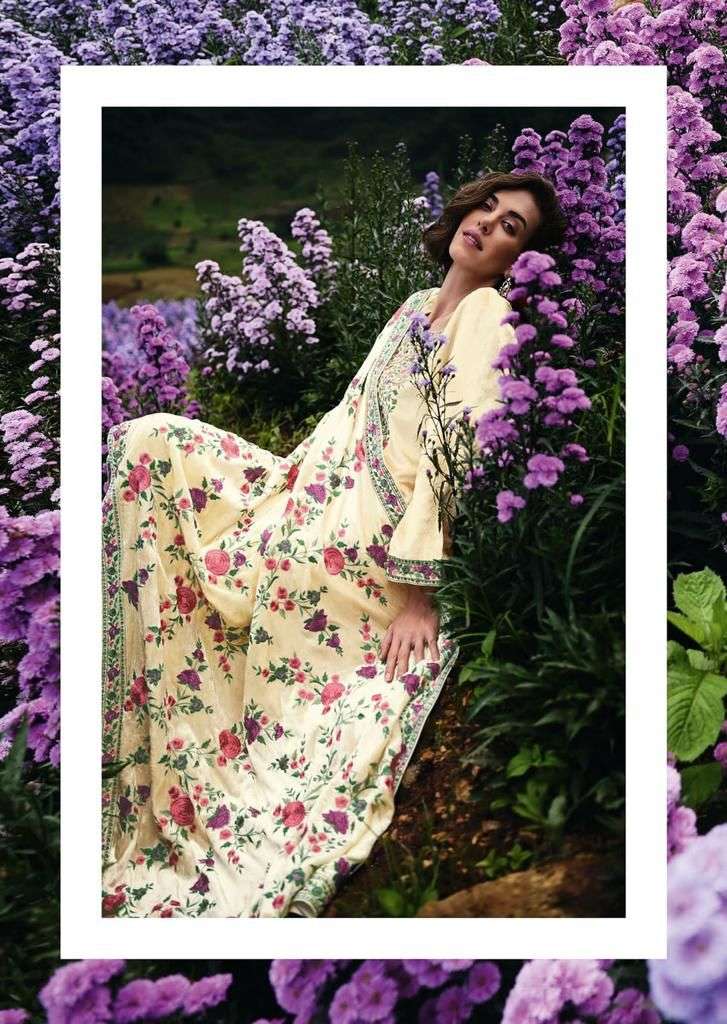 Varsha Valley of Flower Hit Cream Colour Winter Wear Velvet Suit Design view 4