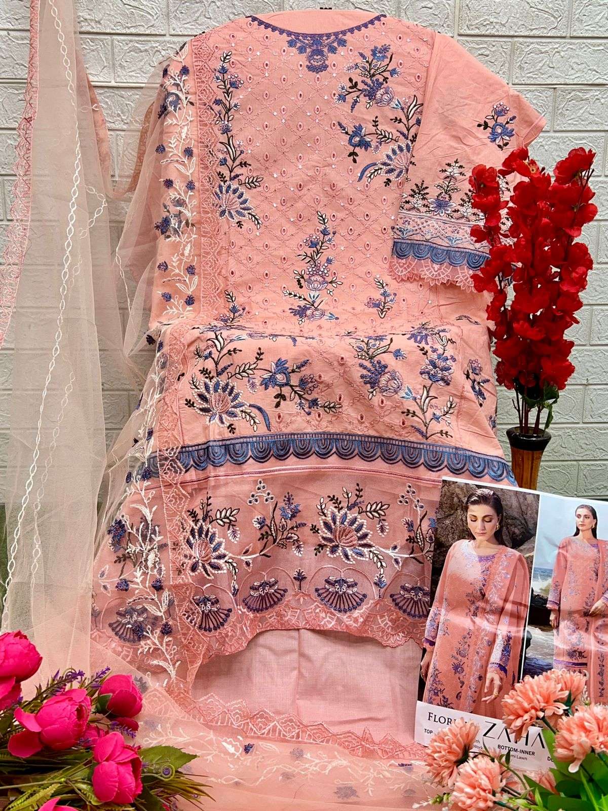 Zaha Florent 10296 Colors Pakistani Cotton Dress Catalog Exporters Buy Online view 3