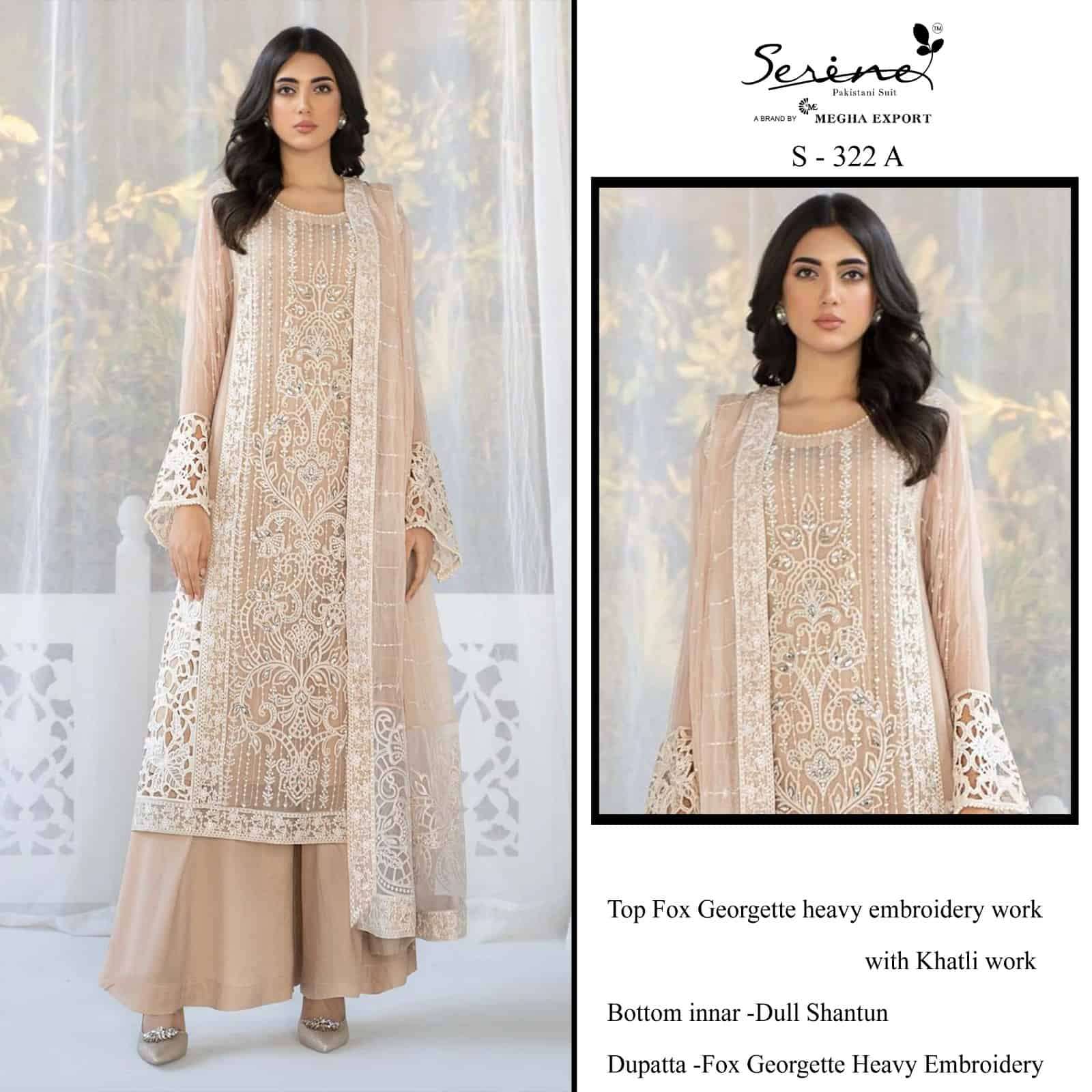 Serine S 322 A Pakistani Georgette Designer Salwar Suit Ensemble