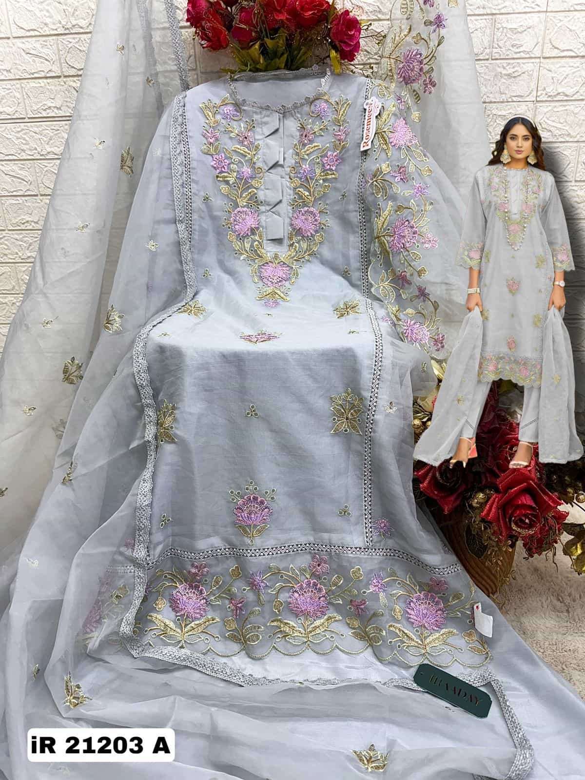 Fepic IR 21203 Colors Pakistani Embroidered Organza Dress Wholesalers view 7