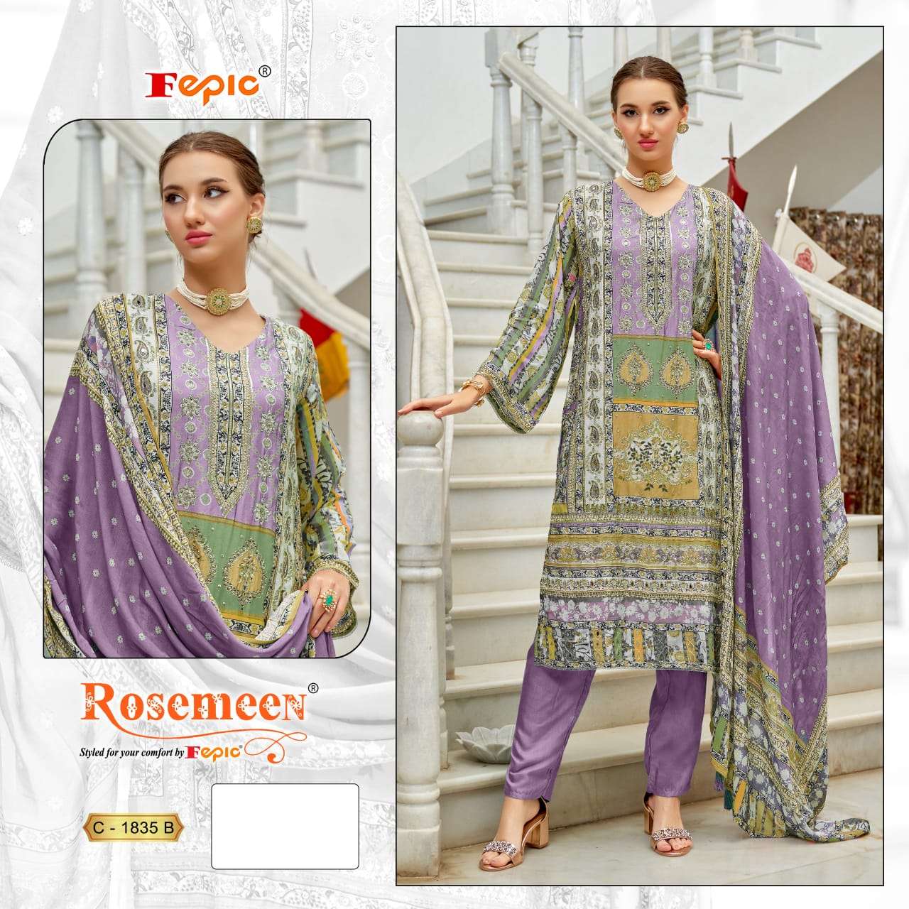 Fepic Rosemeen Muslin Digital Printed Suit view 3