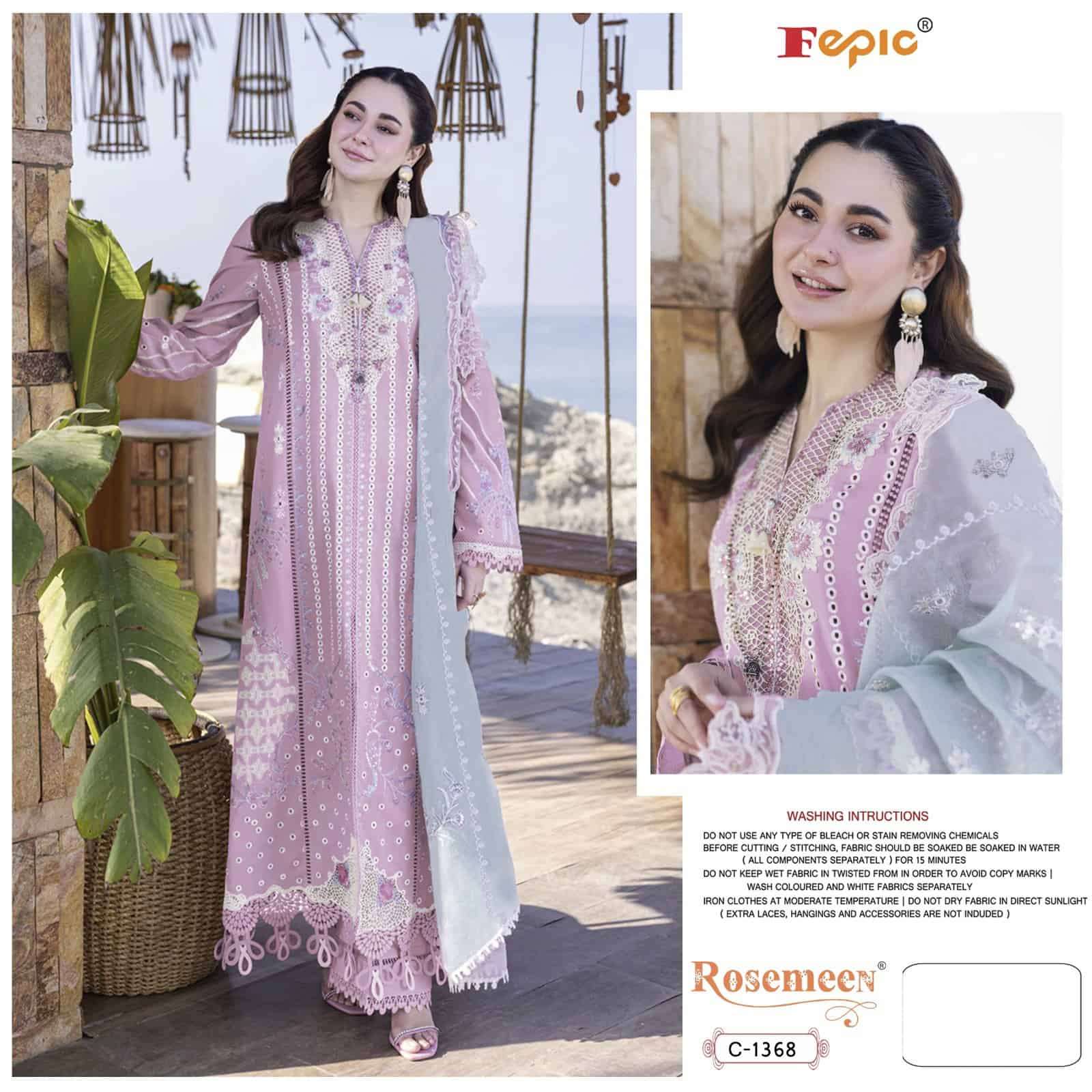 Fepic C 1368 Colors Pakistani Style Designer Embroidered Cotton Suit Exporter view 2
