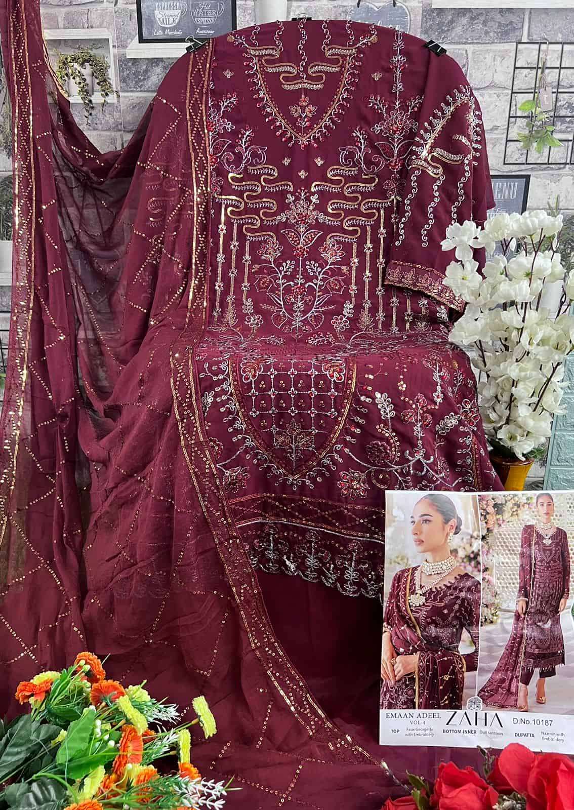 Zaha Emaan Adeel Vol 4 Pakistani Latest Designs Party Wear Suit Catalog Collection view 8