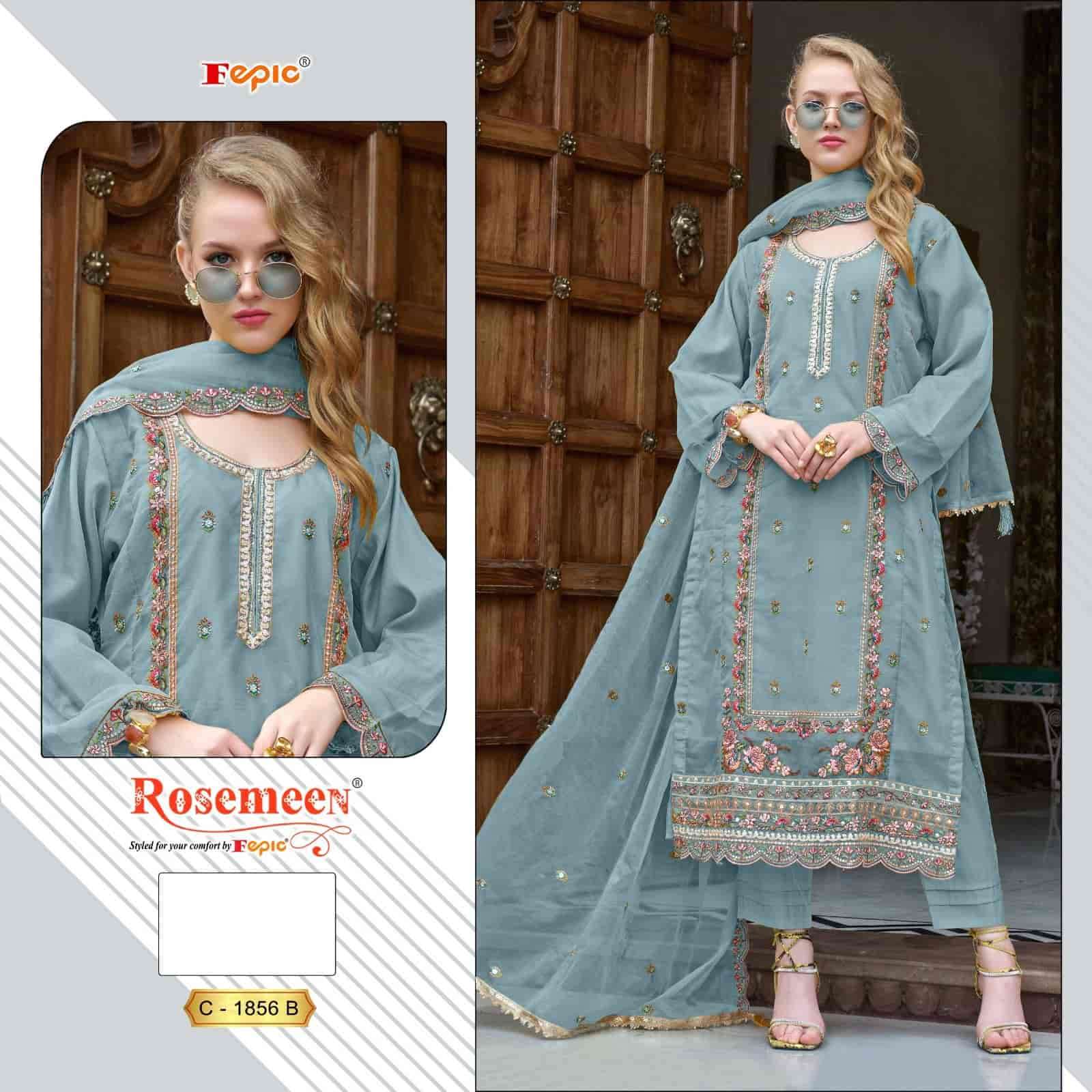 Fepic C 1856 Colors Pakistani Style designer Organza Embroidered Suit Wholesalers view 2