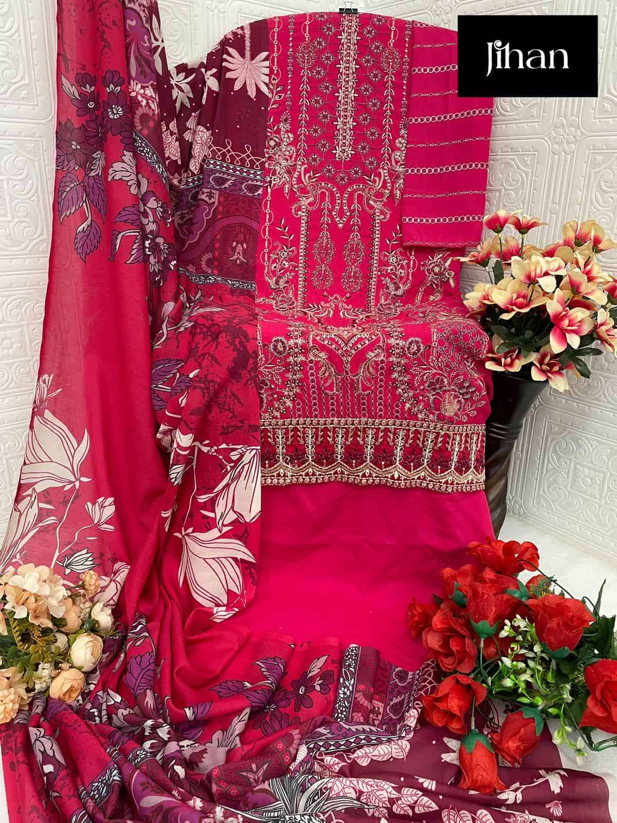 Jihan Riwayat Luxury Lawn Collection Embroidered Designer Dress Ensemble view 10