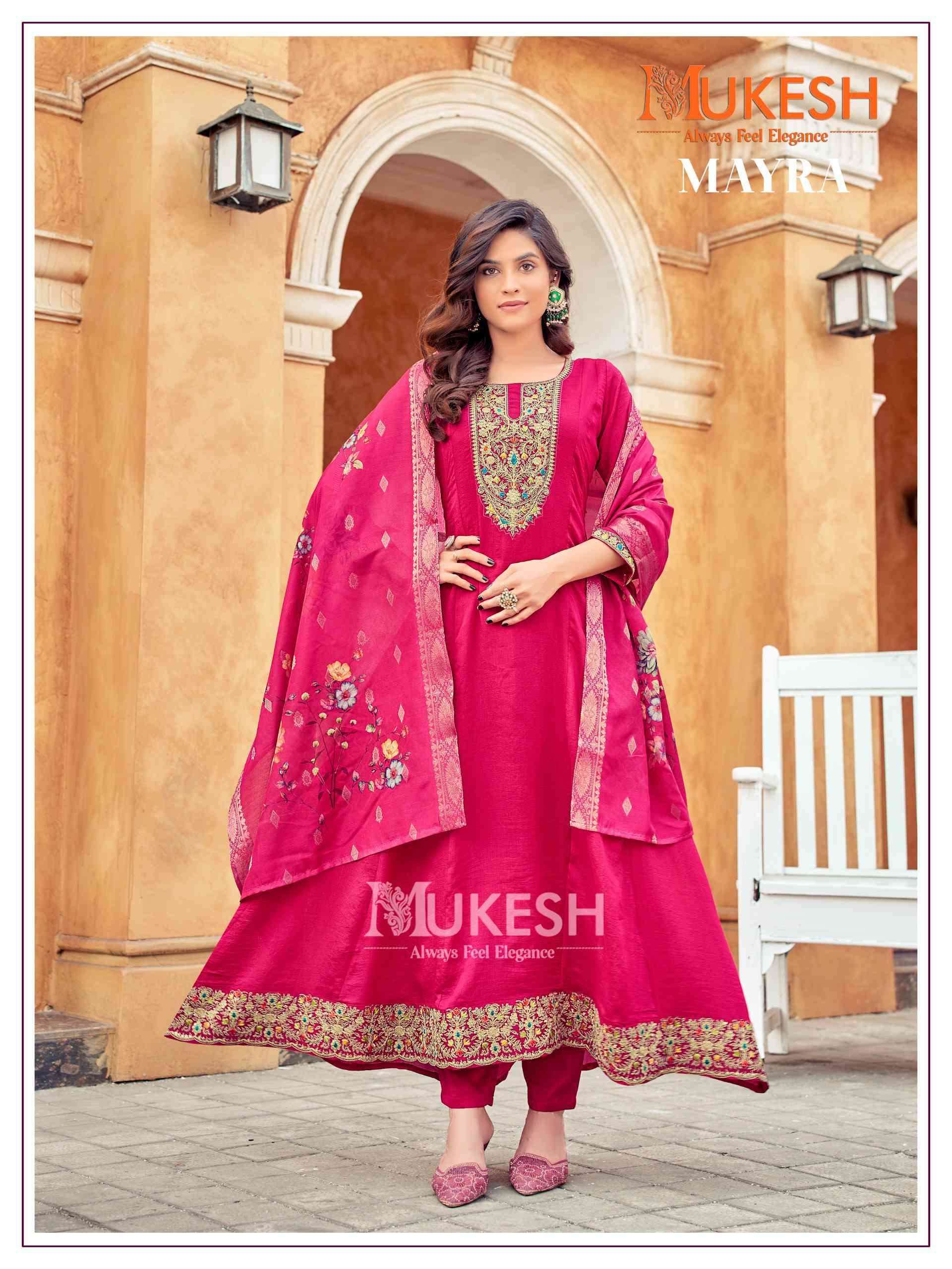 Mukesh Mayra Fancy Anarkali Kurti Bottom Dupatta Set view 4