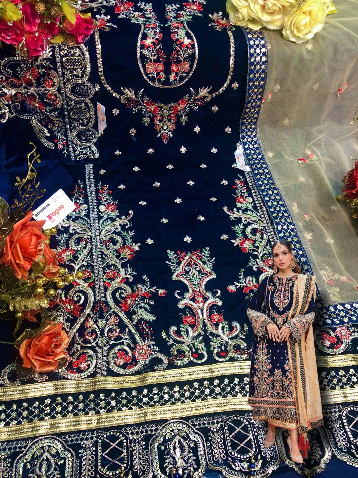 Fepic Rosemeen Embroidered Velvet Pakistani Suit view 7