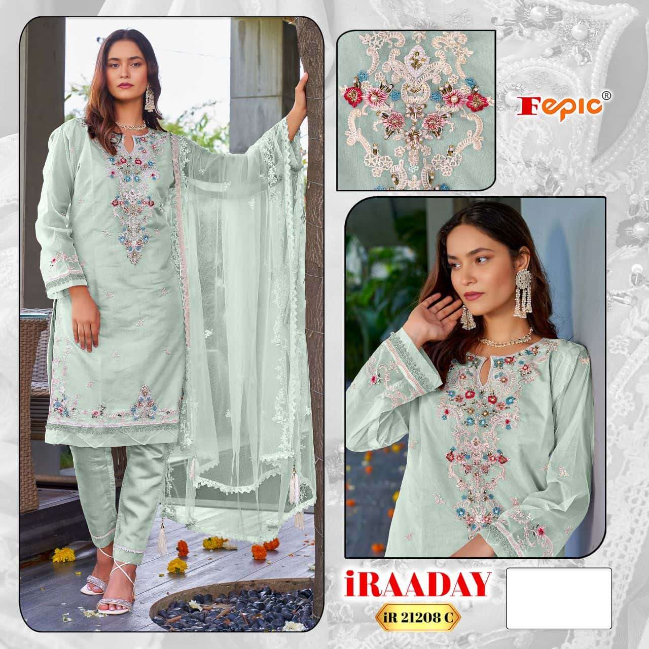 Fepic IR 21208 C Festive Wear Style Designer Organza Embroidered Suit Collection