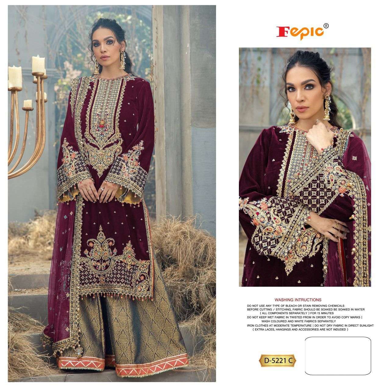 Fepic D 5221 Colors Party Wear Designer Velvet Pakistani Suit view 2