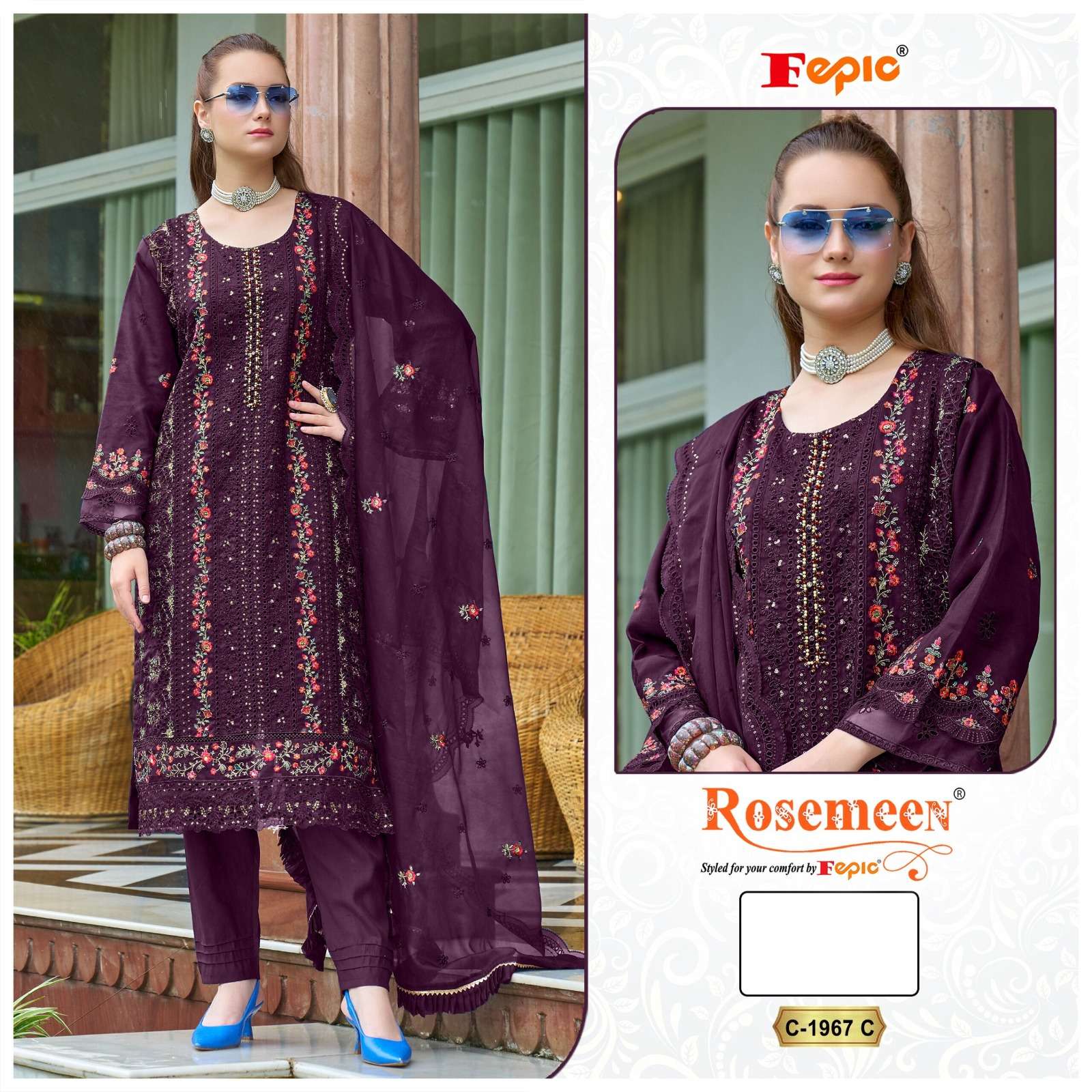 Fepic Rosemeen Organza Pakistani Suit view 3