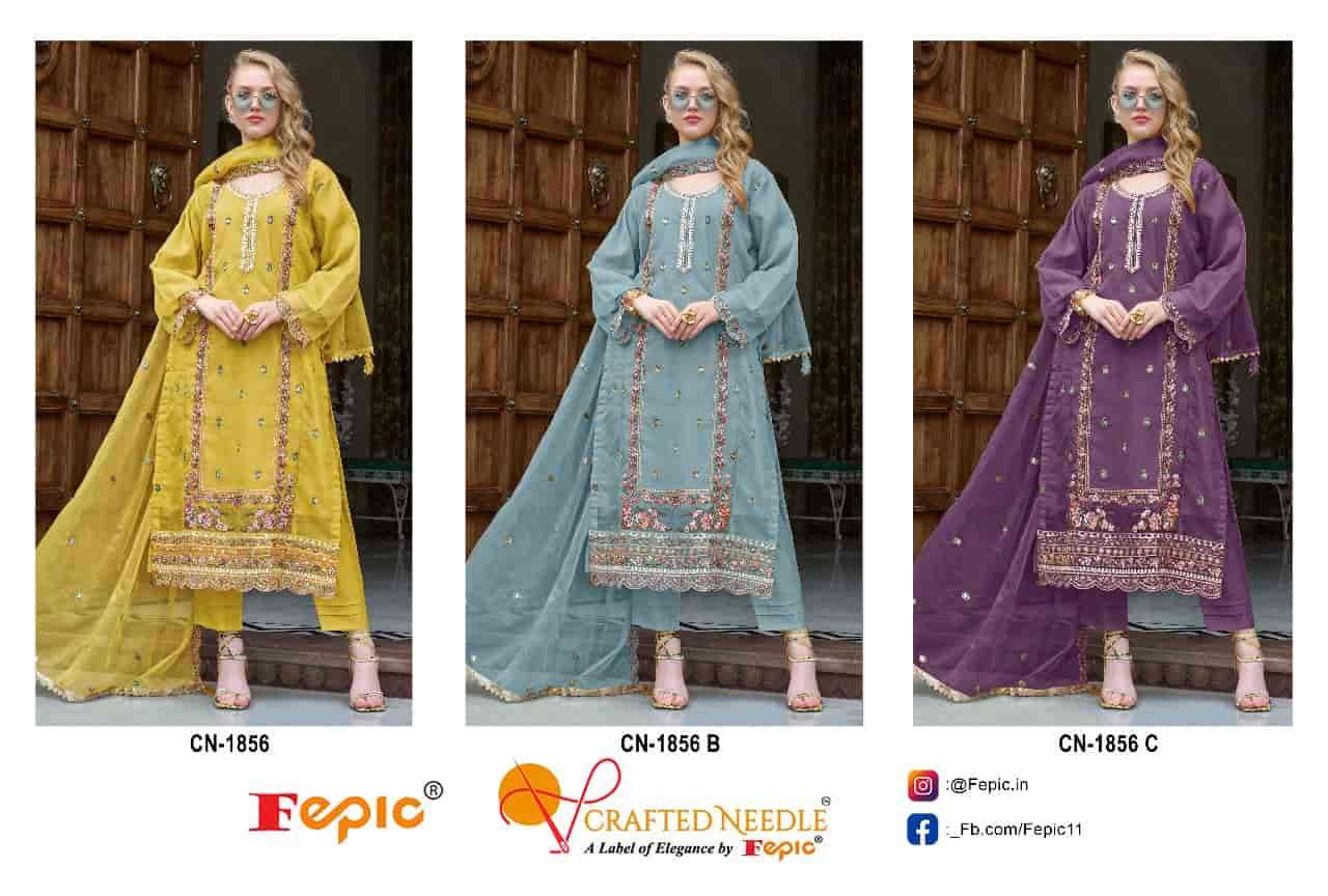 Fepic C 1856 Colors Pakistani Style designer Organza Embroidered Suit Wholesalers view 4