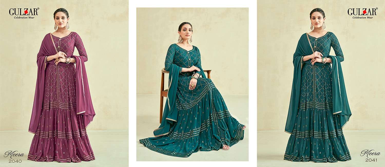 Gulzar Meera 2040 To 2041 Designer Ethnic Wear Gown Partywear Collection view 5