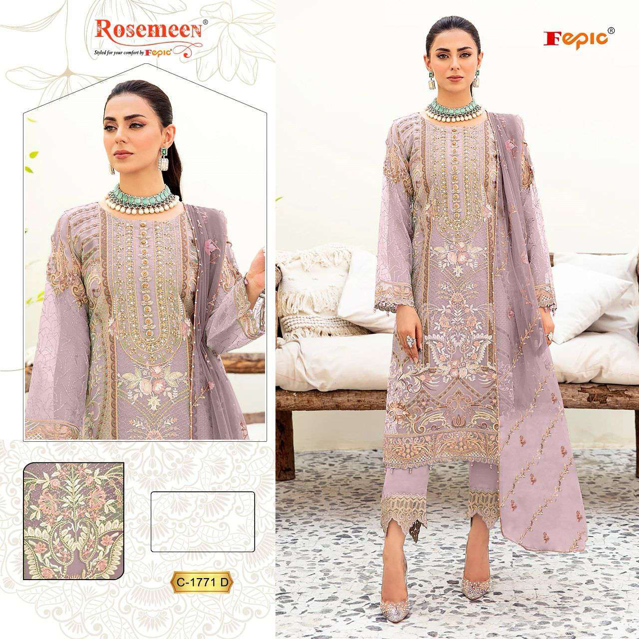 Fepic C 1771 Colors Designer Work Pakistani Suit Latest Collection view 2