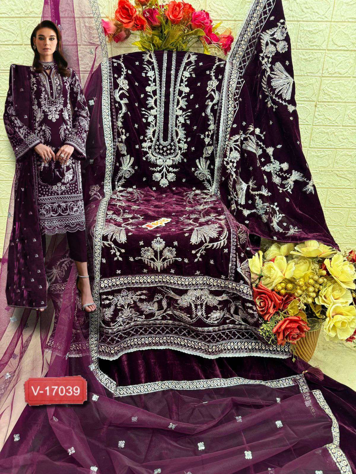 Fepic V 17039 Colors Designer Work Velvet Dress view 7