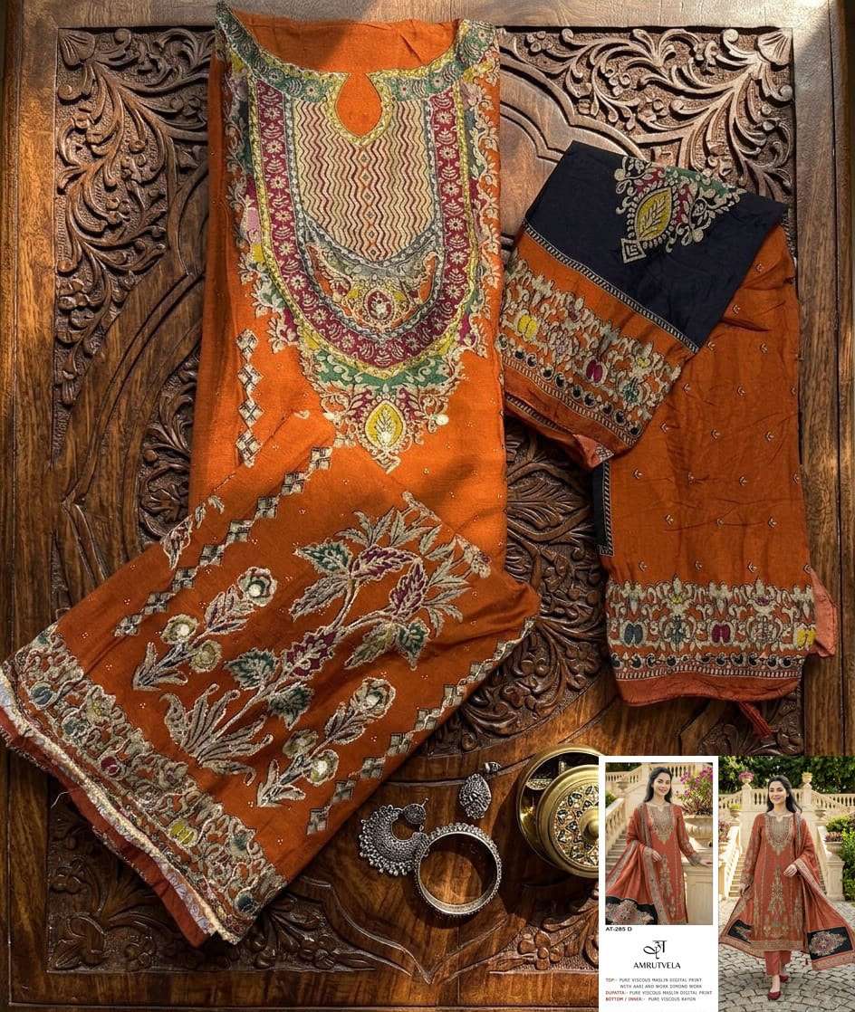 Amrutvela At 285 D Pure Muslin Pakistani Salwar Suit Collection view 3