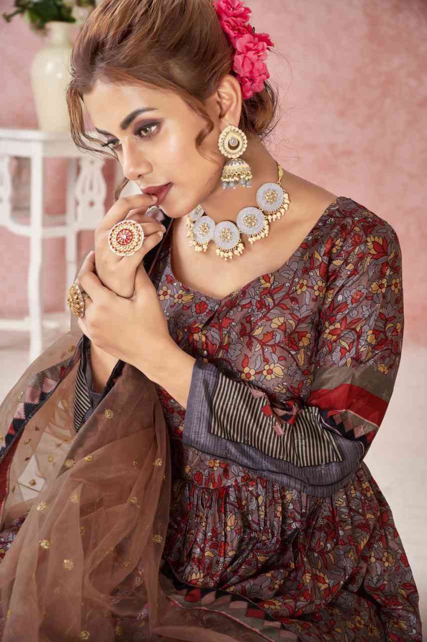 Alfaaz Kimaya Partywear Silk Gown Collection New Catalog view 13
