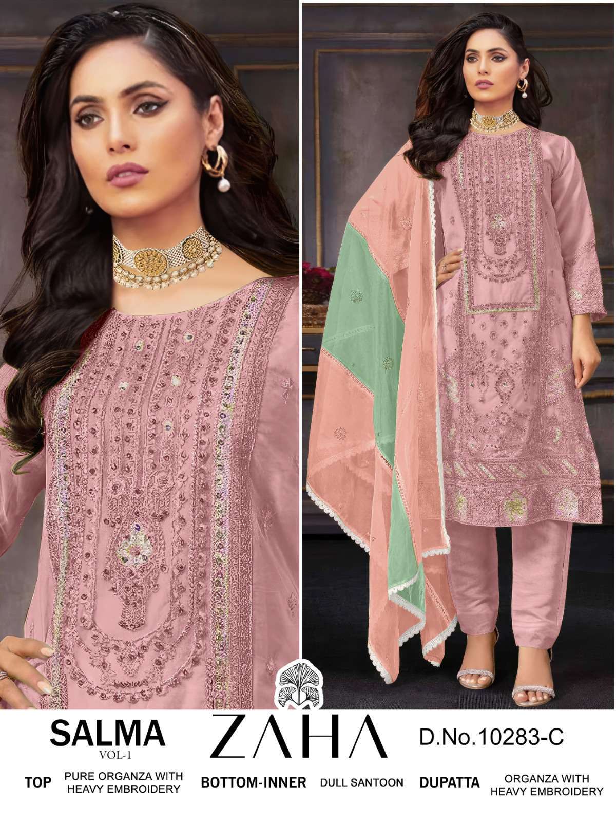 Zaha Salma Vol 1 Organza Pakistani Suit view 3