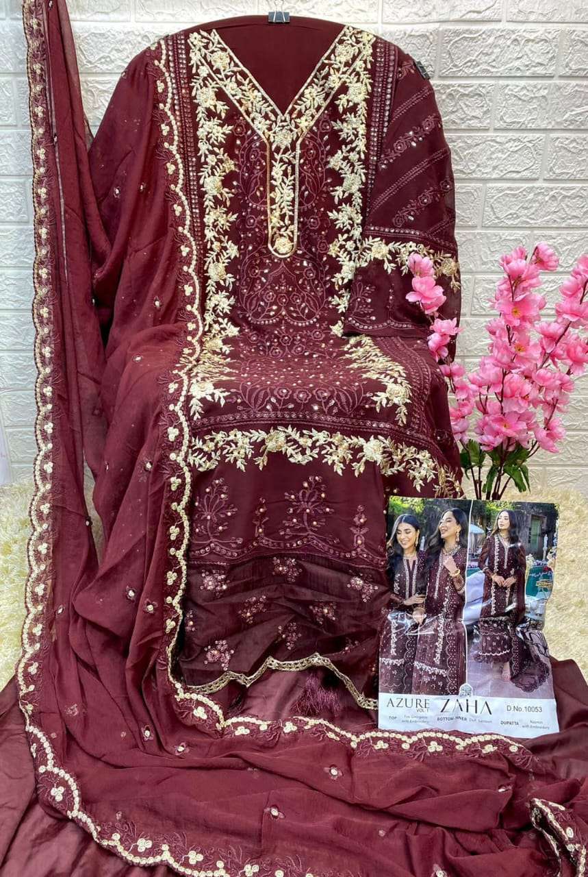 Zaha Azure Vol 1 Party Wear Georgette Pakistani Suit view 4