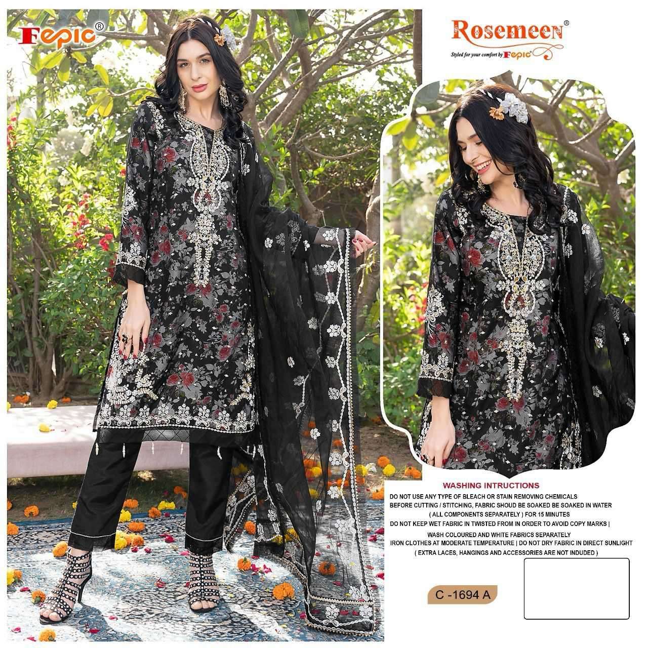 Fepic C 1694 Colors Resemeen Pakistani Designer Organza Dress view 8