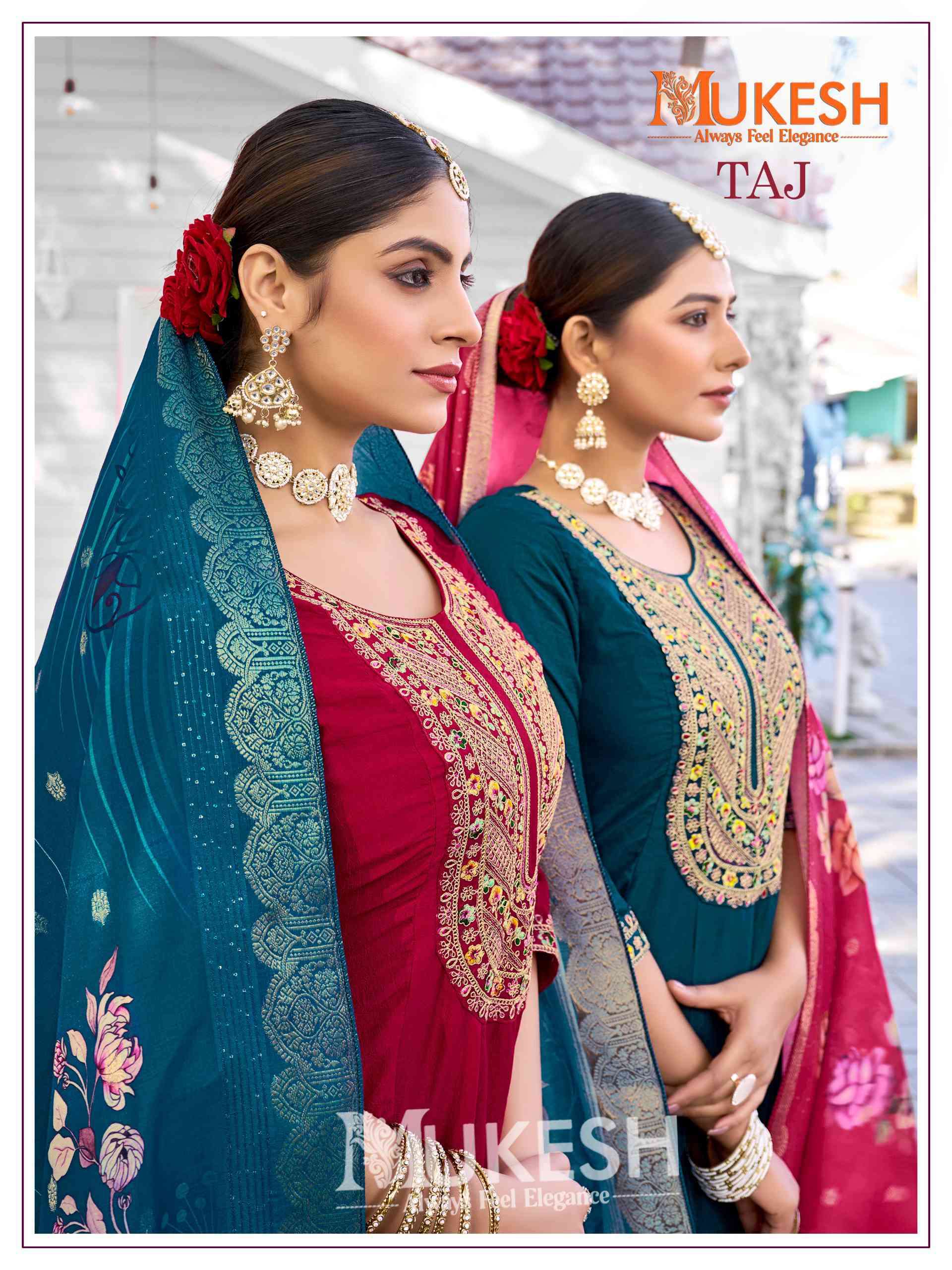 Mukesh Taj Anarkali Kurti Bottom Dupatta Set New Collection view 2