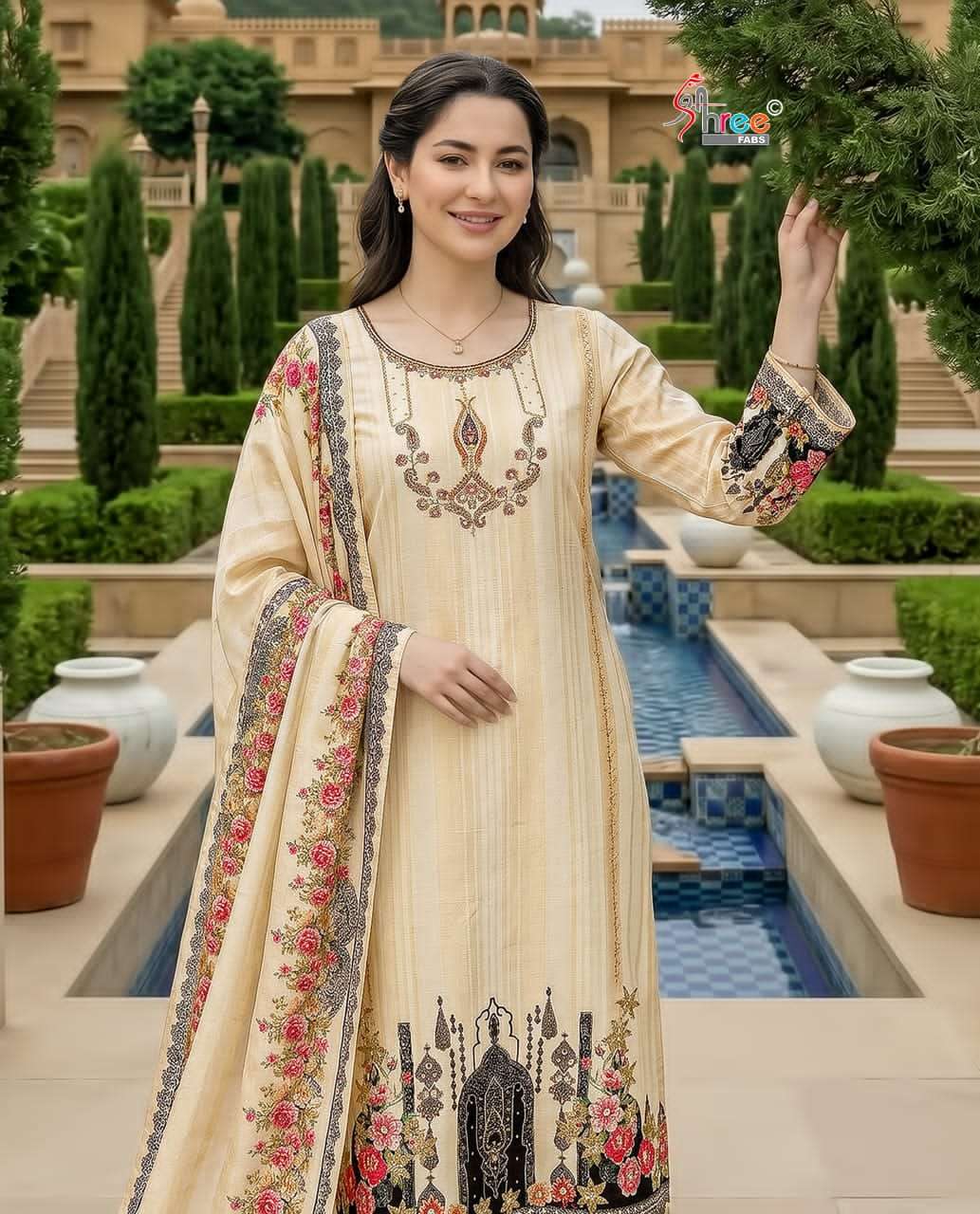 Pakistani Muslin Digital Print Salwar Suit view 3