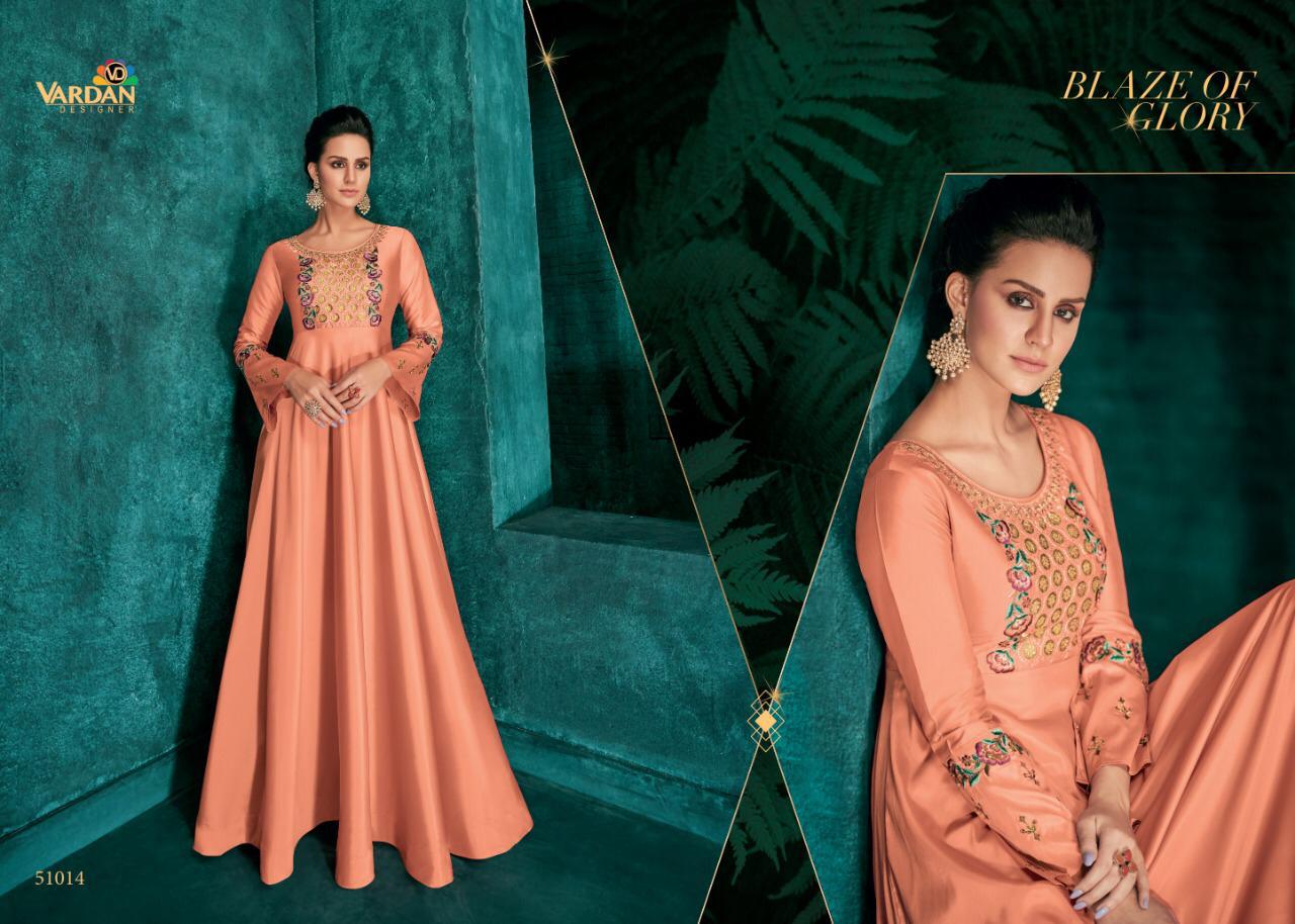 Vardan designer Rozi vol 1 Silk partywear Gown Collection view 7
