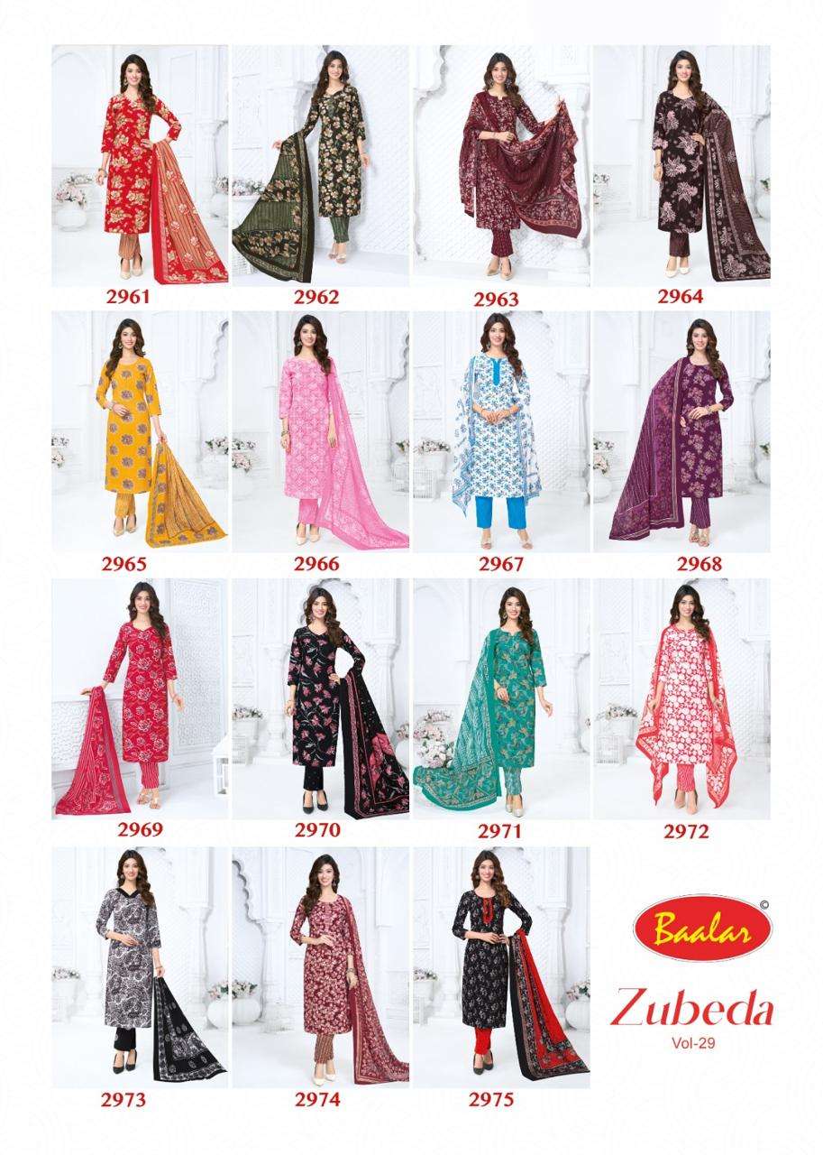 Baalar Zubeda Vol 29 Pure Cotton Unstitch Suit Catalog