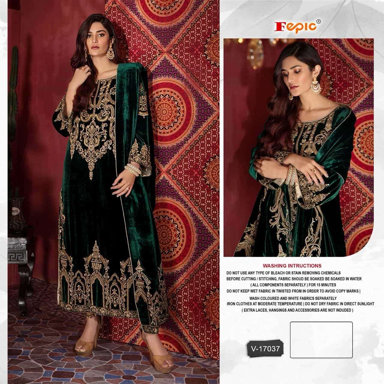 Fepic V 17037 Pakistani Festive Wear Style Designer Velvet Salwar Suit Online