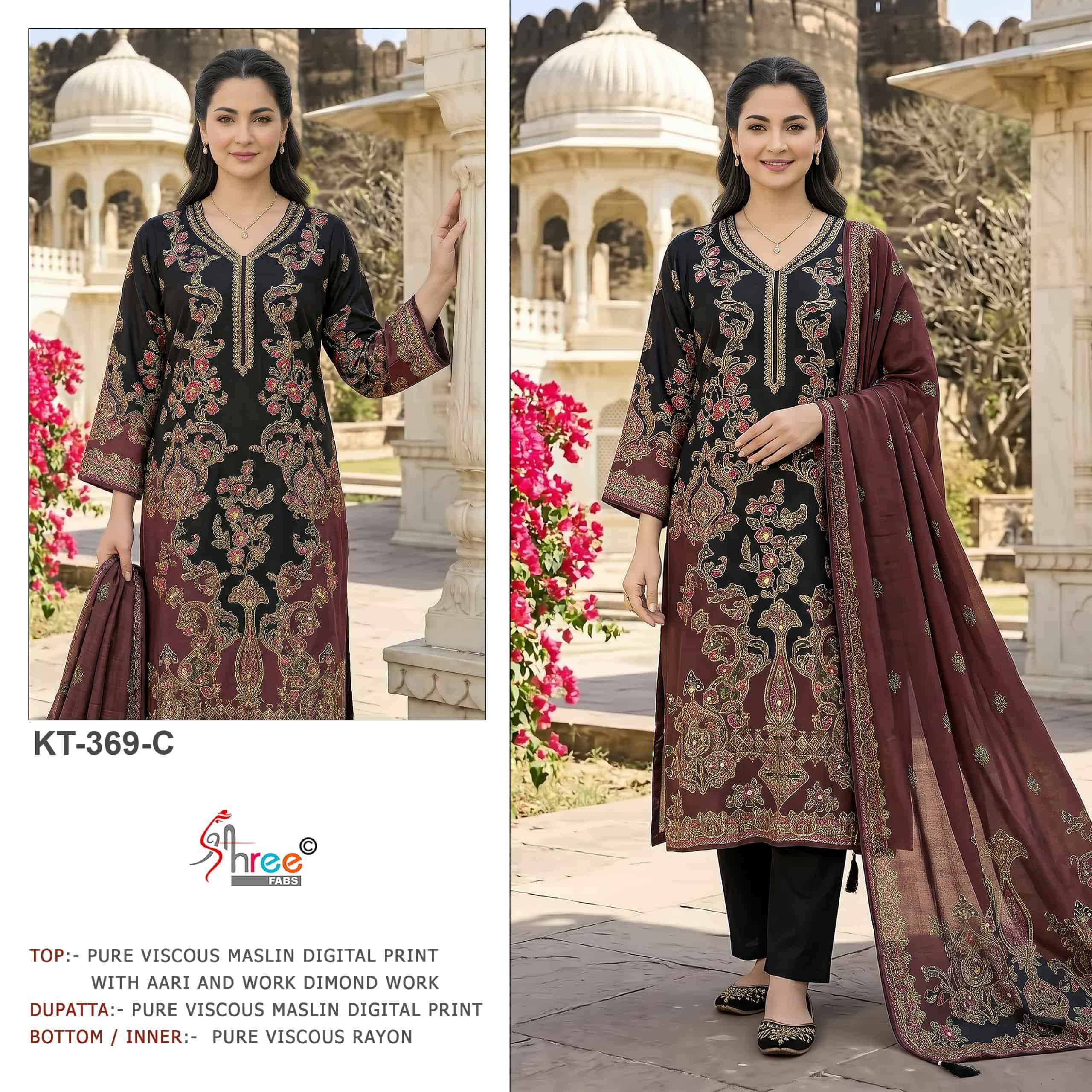 Shree Fabs Kt 369 C Muslin Pakistani Salwar Suit Collection view 2