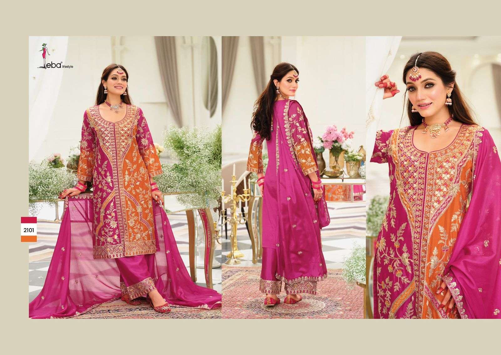 Eba Lifestyle Vihara Readymade 3 Piece Designer Palazzo Suit view 5
