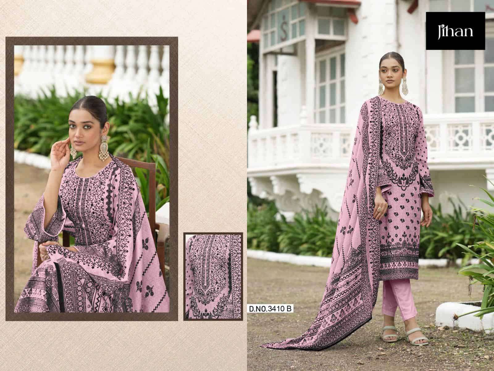 Jihan Bin Saeed Lawn Collection 3410 Colors Pakistani Cotton Suit Wholesalers view 3