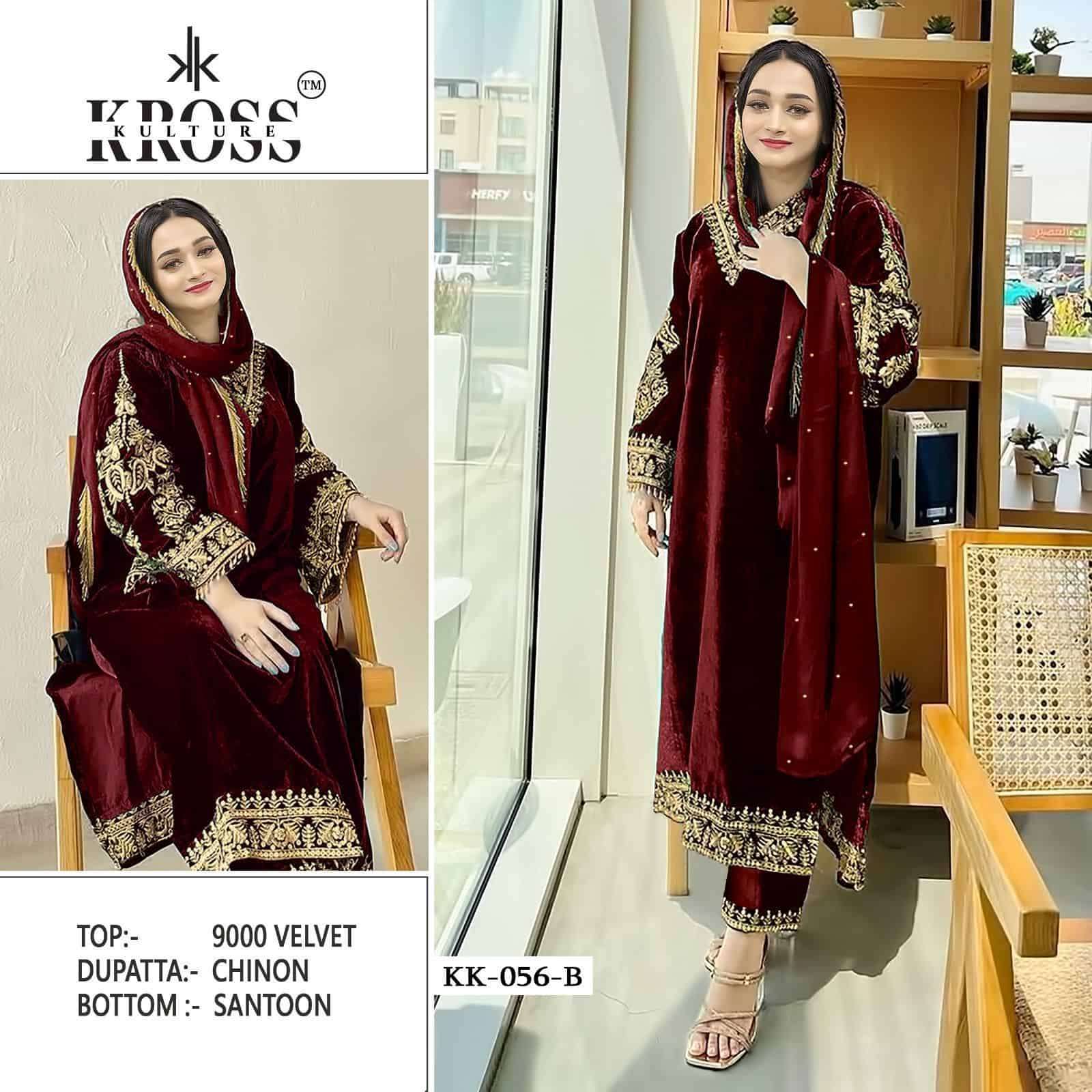 Kross Kulture KK 056 Velvet Pakistani Suit view 3