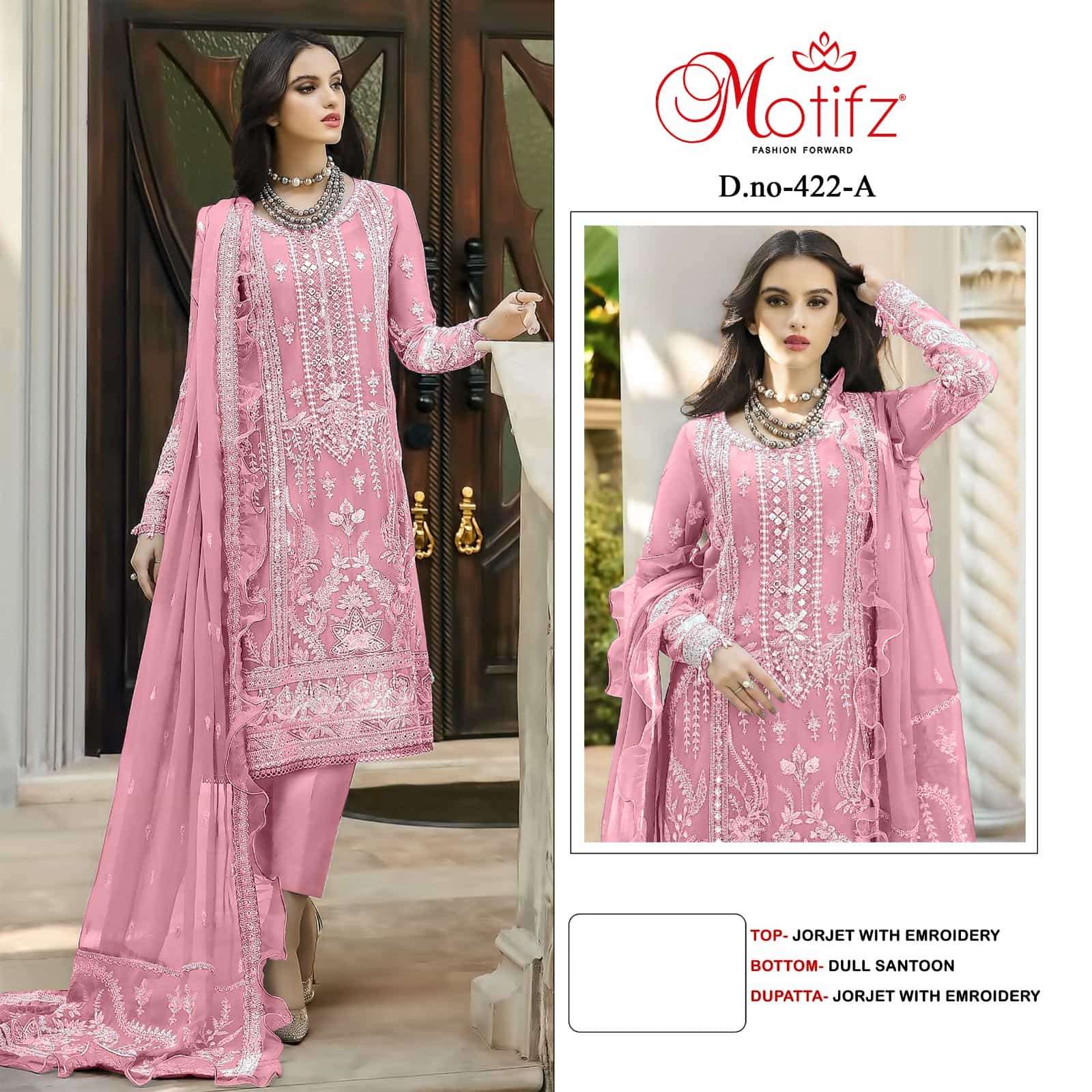 Motifz 422 Colors Party Wear Style Designer Pakistani Salwar Suit Wholesalers view 2