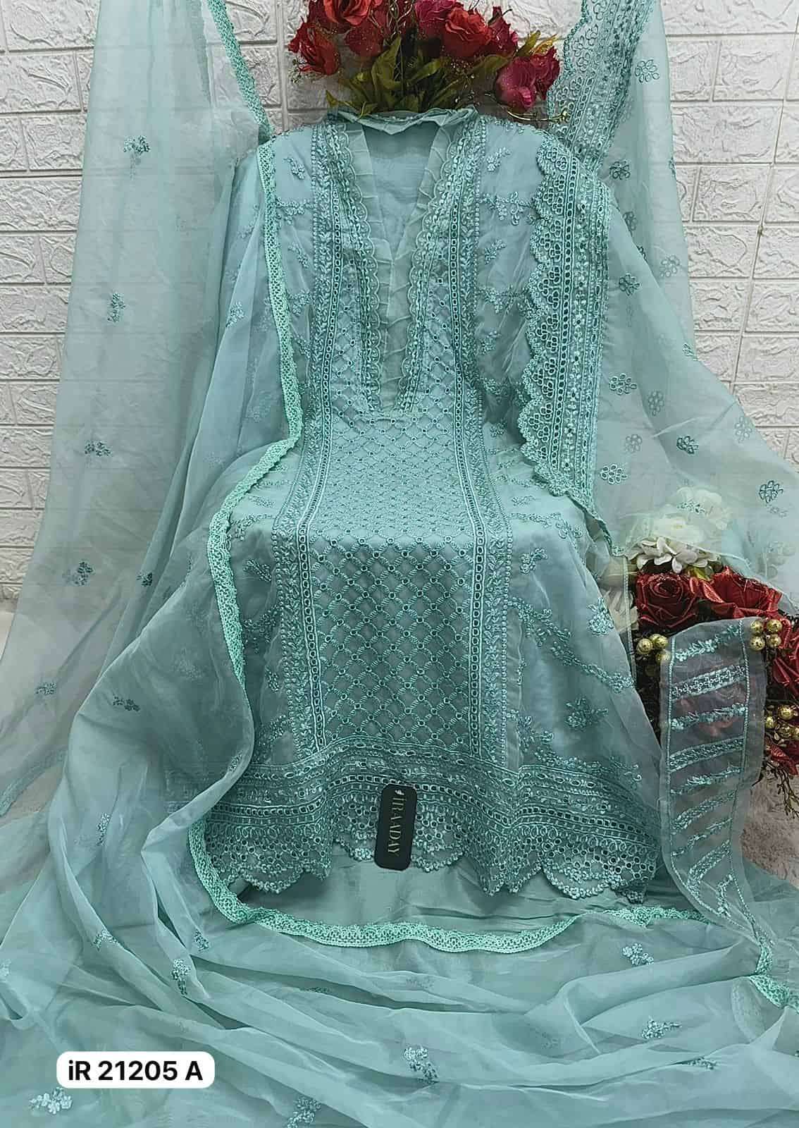 Fepic Iraaday IR 21205 Colors Fancy Embroidered Organza Suit Wholesalers view 5