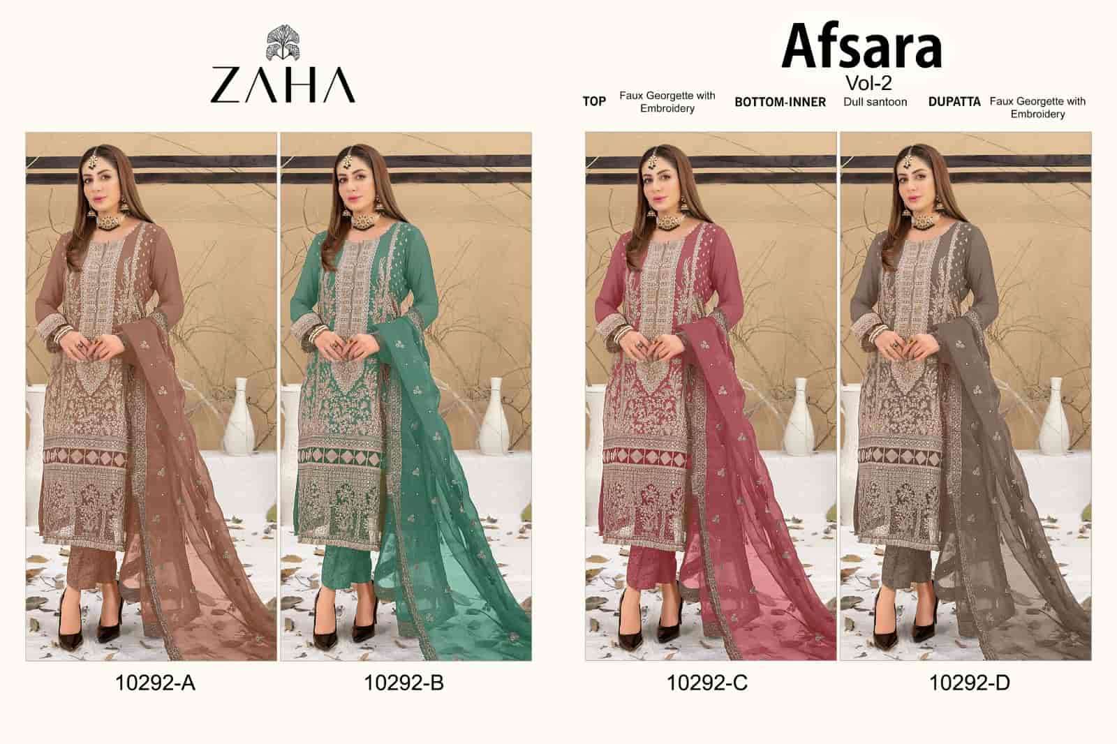 Zaha Afsara Vol 2 10292 Colors Pakistani Festive Designer Georgette Suit Wholesalers view 5